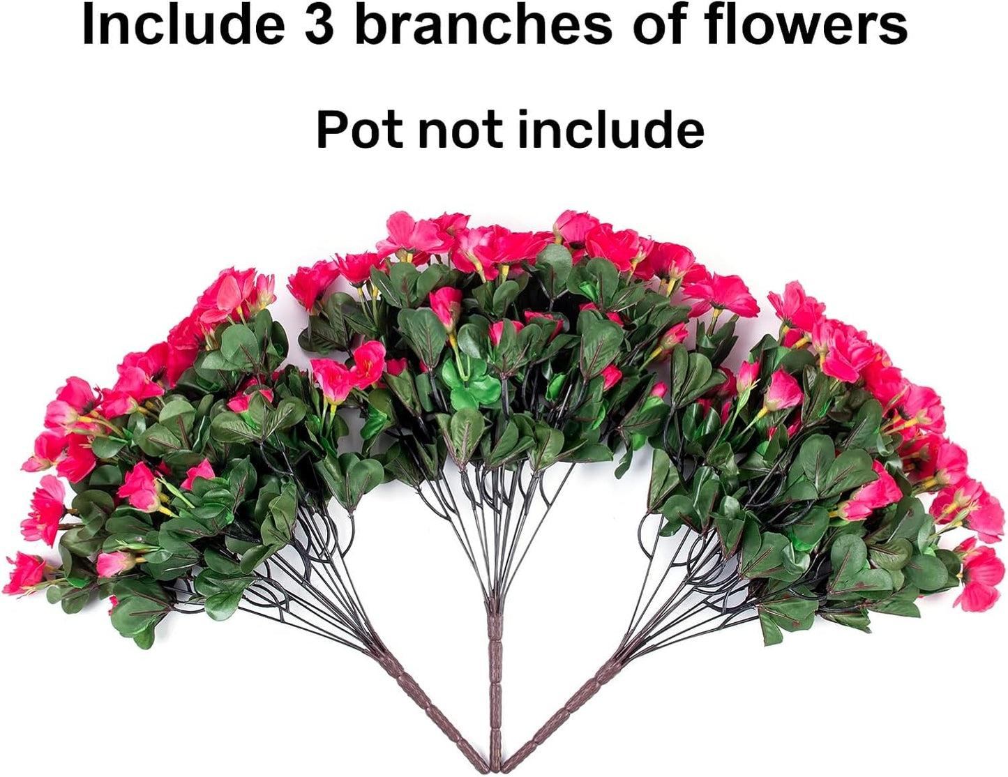 Ivydale Artificial Fake Camellia Flowers Plants for Outdoor Outside Spring Decoration, Faux Silk Hotpink Camellias UV Resistant Look Real for Planter Porch Patio Garden Yard, 3 Large Bundles