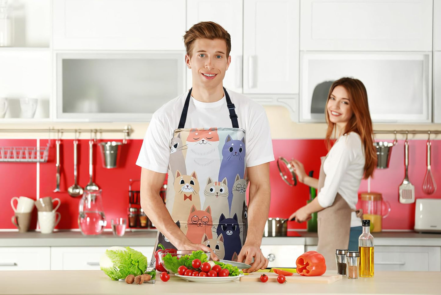 ZiQilin Adjustable Waterproof Kitchen Apron for Women with 2 Pockets C