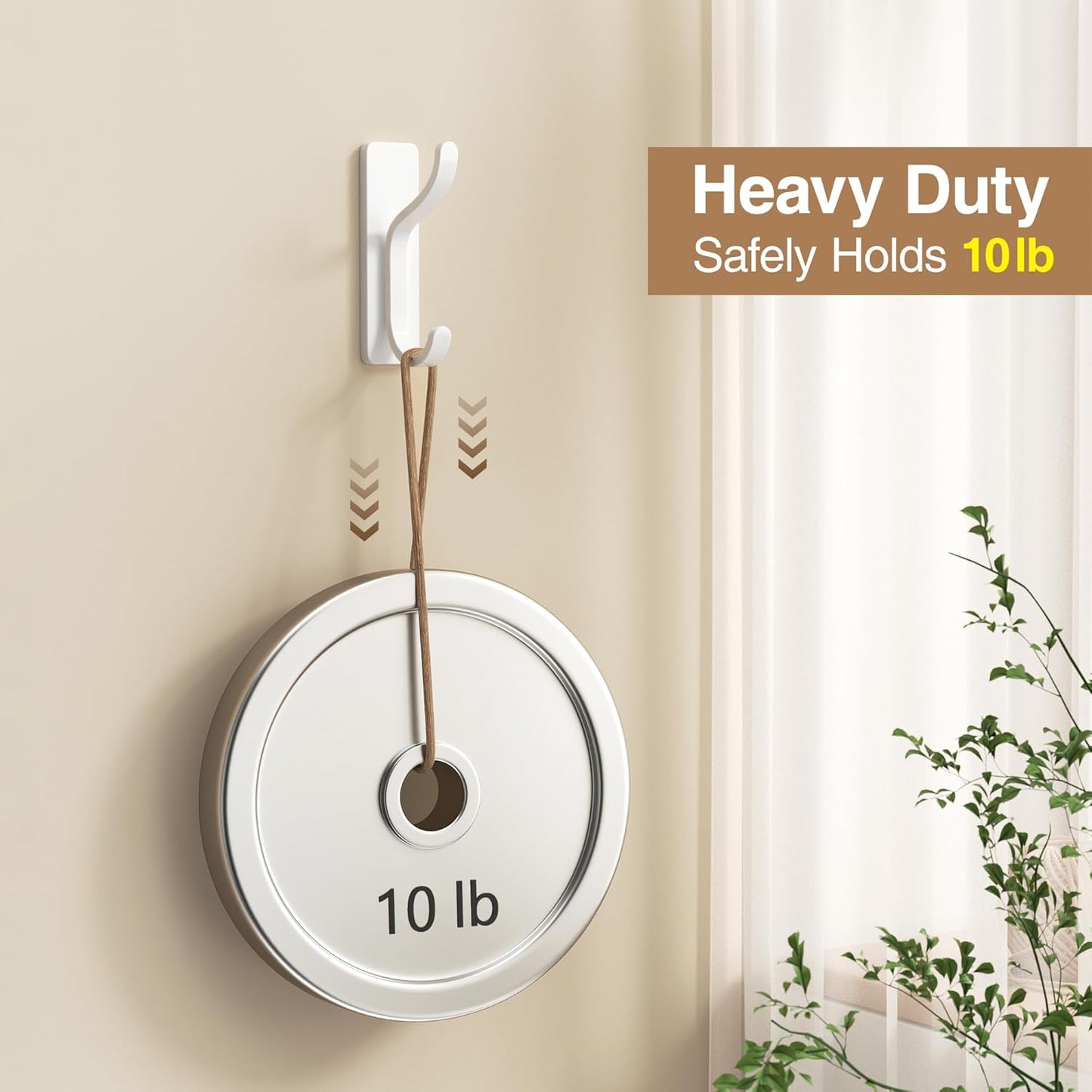 pickpiff Adhesive Wall Coat Hooks - Heavy Duty Stick-On Door Hanger, Metal Hook for Hanging Towel,Purse, Robe, Backpack, Jacket, Clothes - for Bathroom,Dorm, Closet, Kitchen - White, 4 Pack