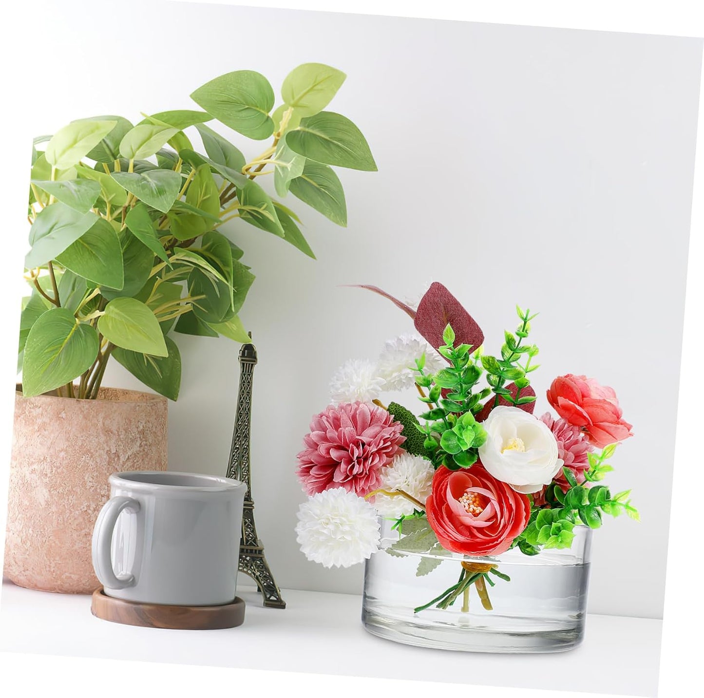 Milisten Glass Flower Vase for Home Decor Multipurpose Round Aquarium 