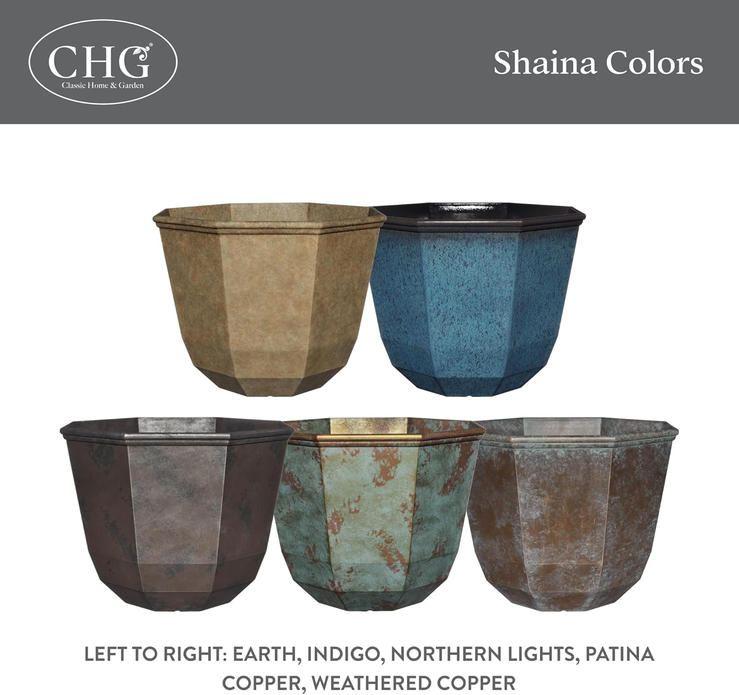 Classic Home and Garden Shaina Planting Pots - Lightweight Indoor & Ou