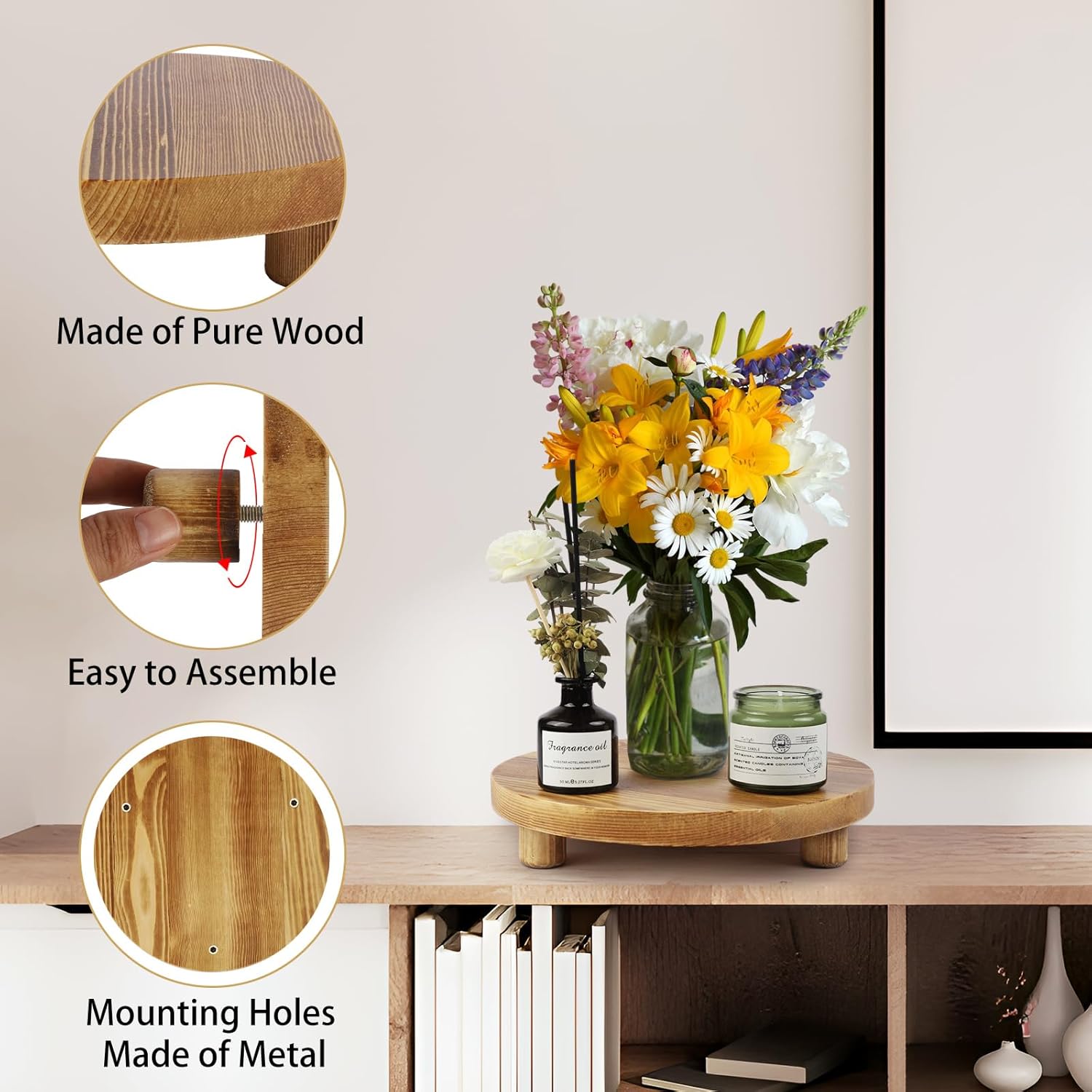 Wooden Plant Stands,Wood Risers Indoor Outdoor for Decor,Wooden Stool 