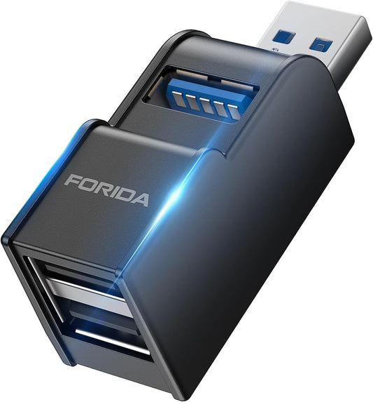 FORIDA 3 Ports USB Adapter, USB Hub with USB 3.0 and Double USB Adapte
