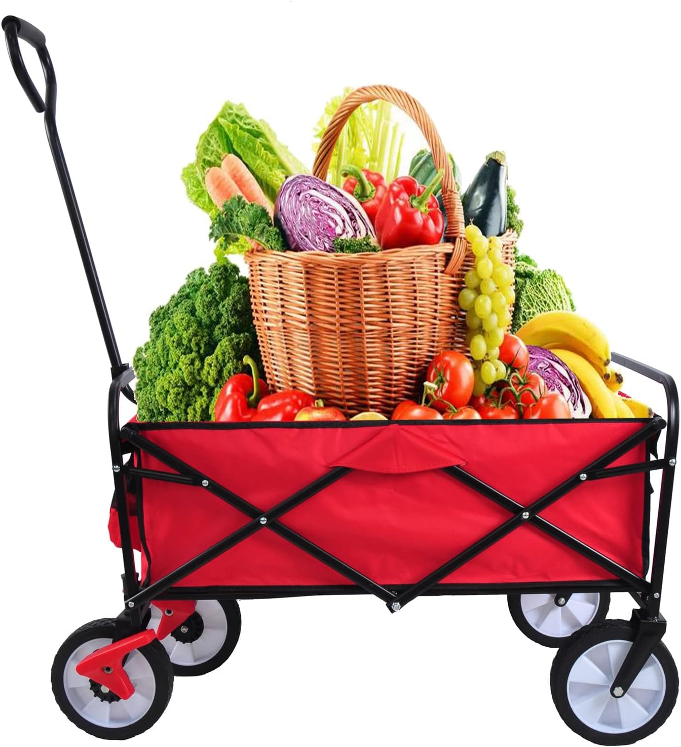 Folding Wagon Cart Collapsible Outdoor Utility Wagon with All Terrain 