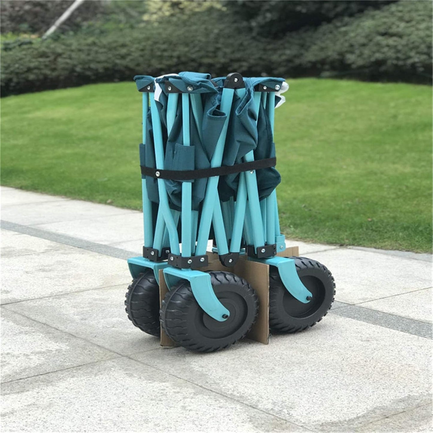 Garden Carts Outdoor Camping Trolley Waterproof Picnic Camping Car Portable Folding Four-Wheel Beach Hand Trailer Outdoor Trolley (Color : Green, Size : One Szie) (Green One szie)