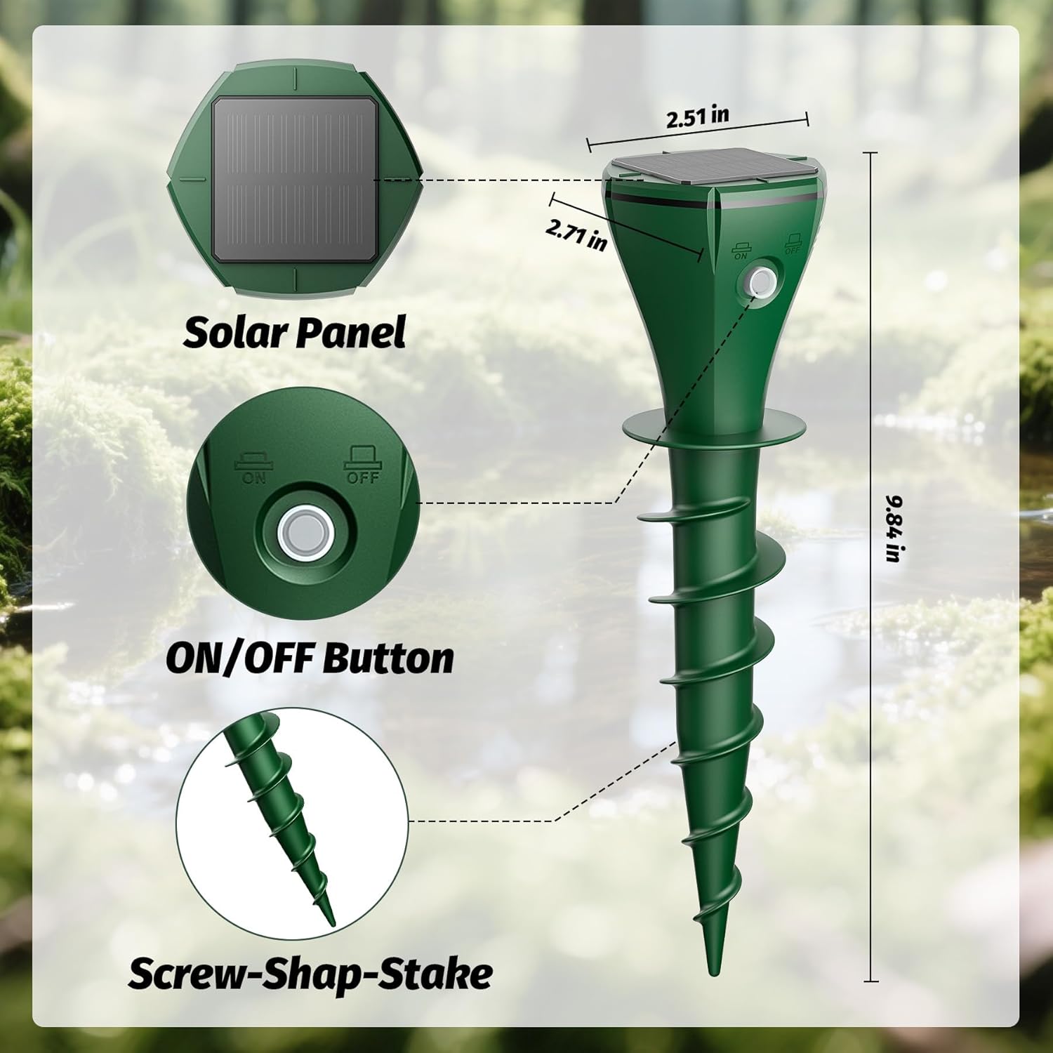 8 Packs Mole Repeller for Lawns, Solar Powered Vole Repellent Ultrason