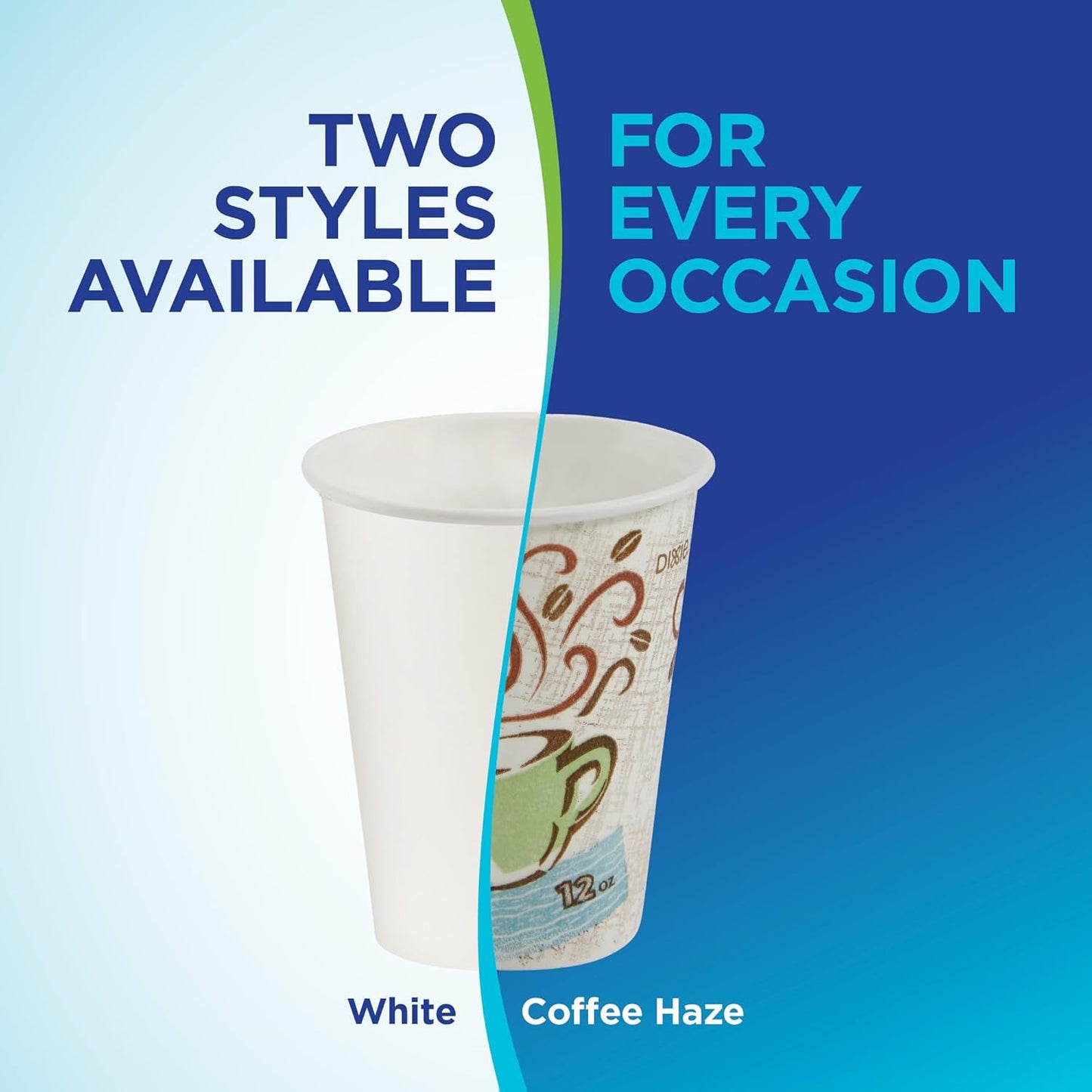 Dixie PerfecTouch 12 oz Paper Coffee Cups by GP PRO, Coffee Haze Design, 500 Count (25 Disposable Cups Sleeve, 20 Sleeves Case), 5342DX