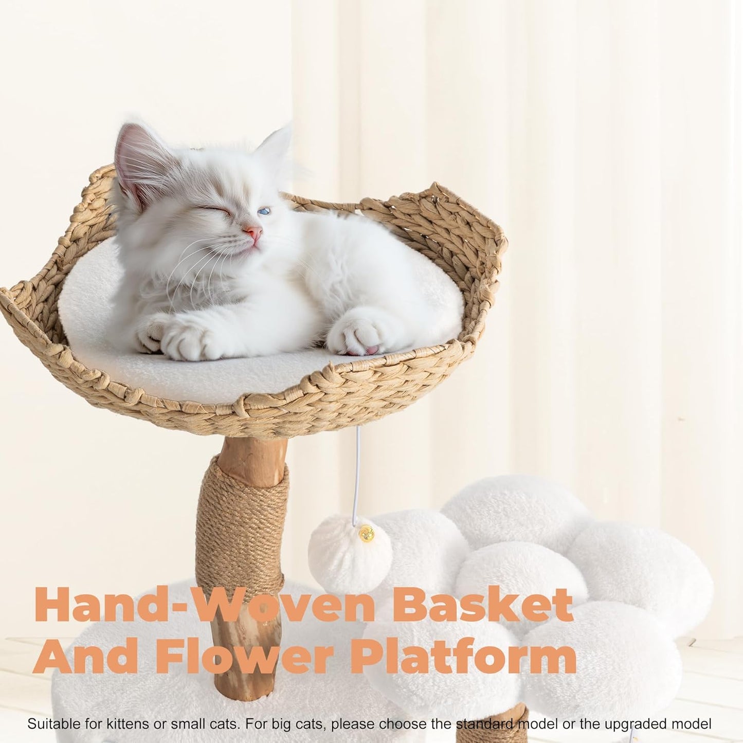 Modern Cat Tree, Wood Cat Tree Tower for Small Cats, Luxury Cat Condo 