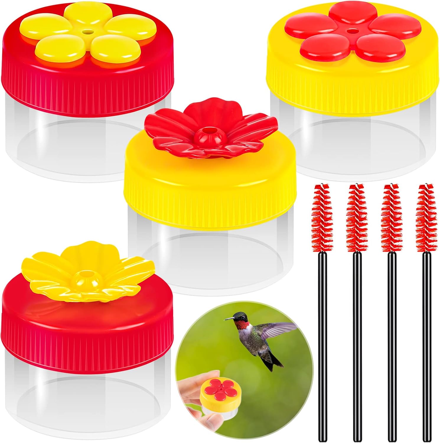 Hand Hummingbird Feeder, 4Pcs Mini Flower Hand Held Hummingbird Feeder