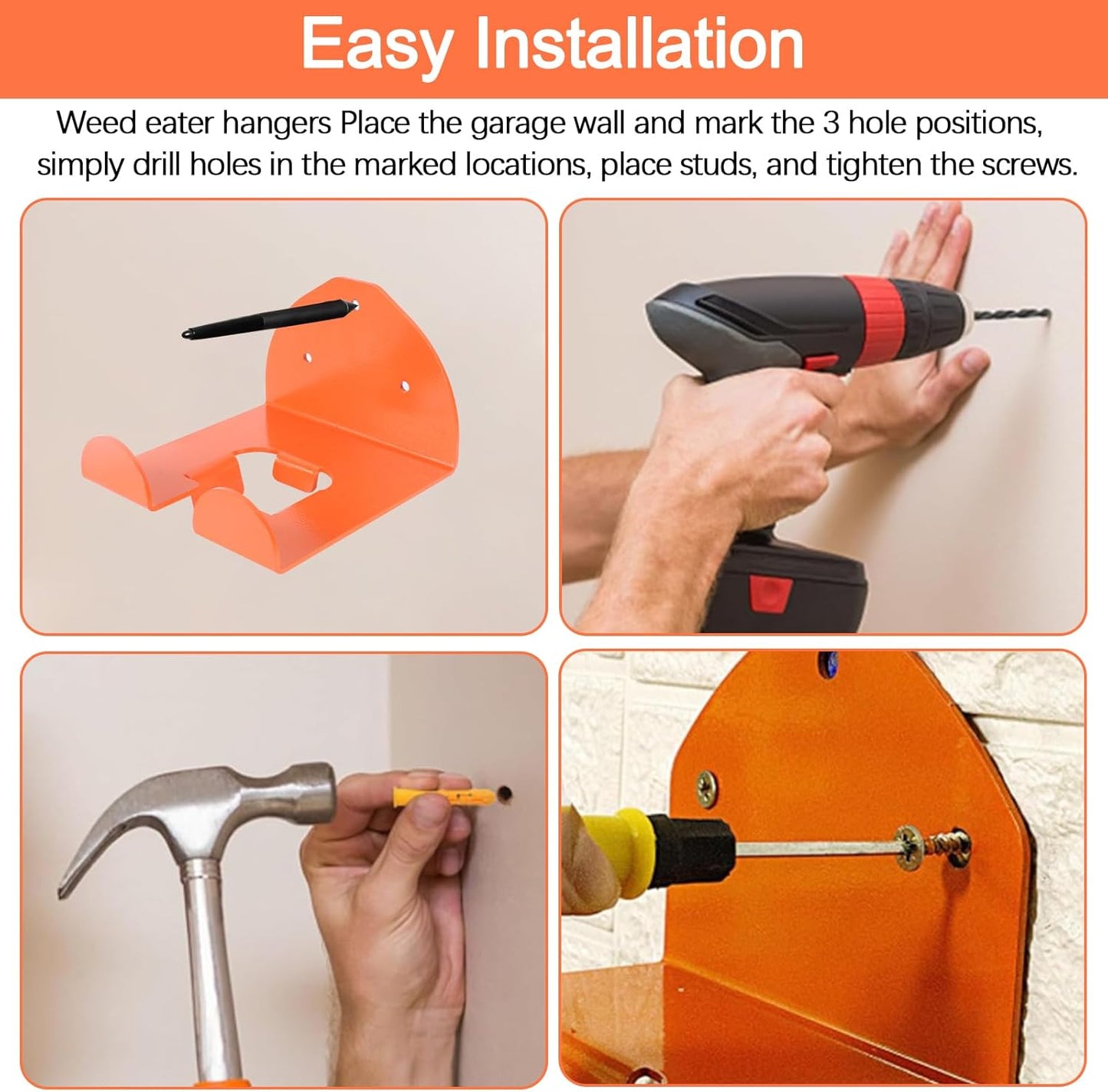 Weed Eater Rack Garage Wall Organizer, Garage Tool Organizer Weedeater Hanger Wall Mount For String Trimmer Hanger, Hedge Trimmer Rack Garden Tool Organizer (2 Pack)
