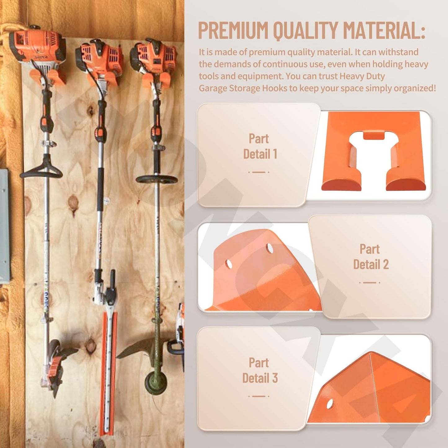 2 Pack Trimmer Rack Suit Trimmer Rack Garden Power Tool Hanger Garage Storage for Stihl Kombi, Grass/Hedge Trimmer, Adjustable, Wall Mount, Garage Tool Storage and Organization