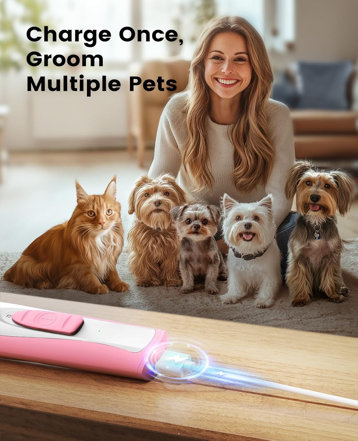 oneisall Low Noise Dog Paw Trimmer with LED Light, Paw Trimmer for Dog