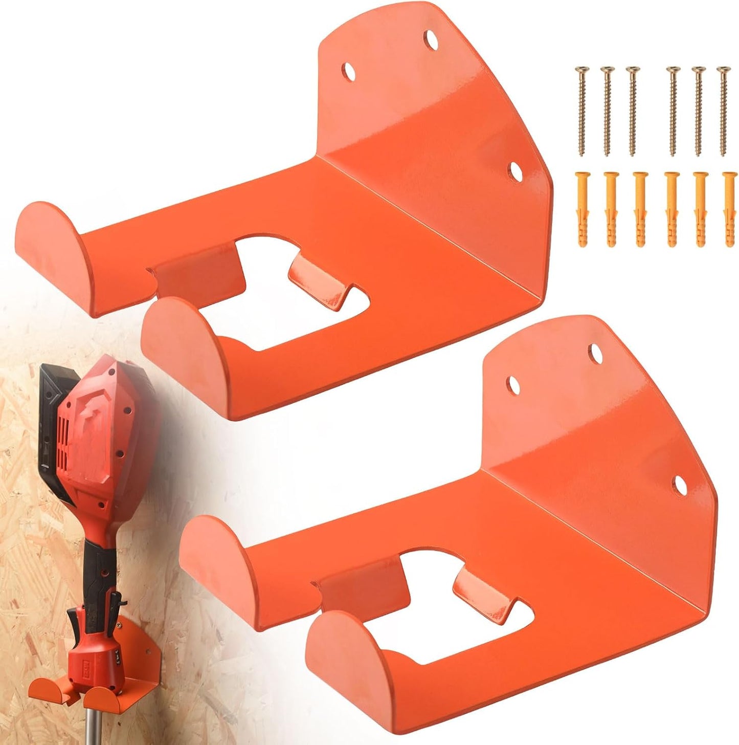 2 Pack Trimmer Rack Suit Trimmer Rack Garden Power Tool Hanger Garage Storage for Stihl Kombi, Grass/Hedge Trimmer, Adjustable, Wall Mount, Garage Tool Storage and Organization