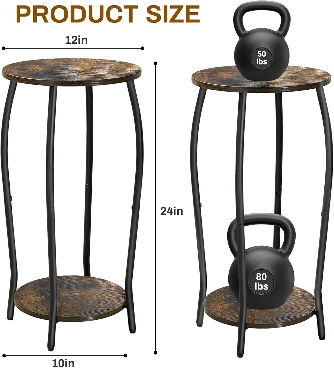 Plant Stand Indoor, 2 Tier Tall Wood Plant Stand, 4-Leg Floor Corner P