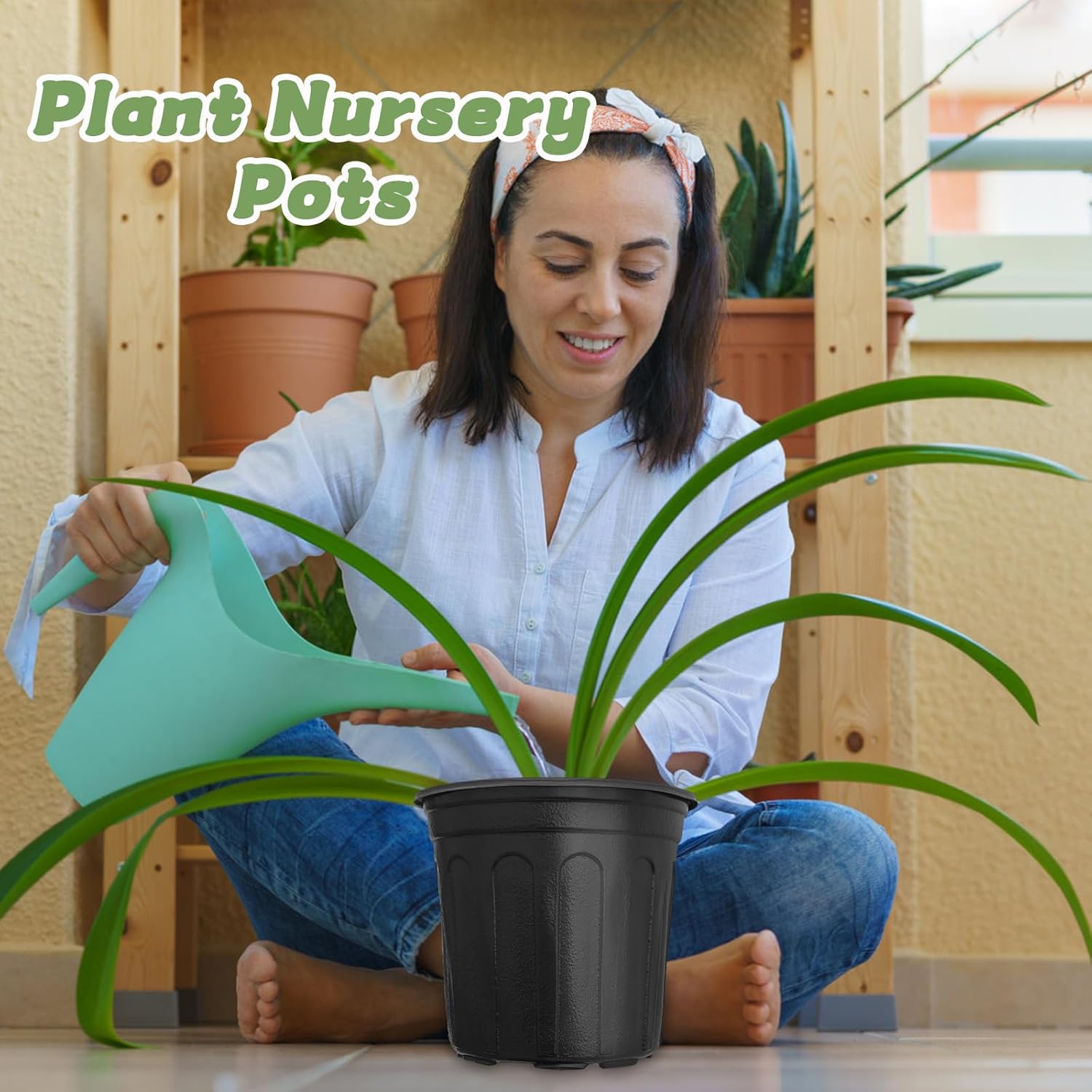 60 Pcs 1 Gallon Plant Nursery Pots,Plastic Seed Starter Pot with Drain