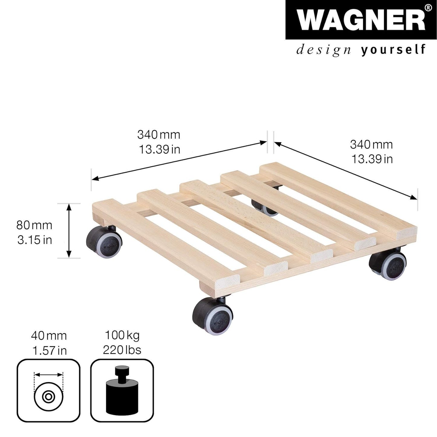 Wagner System 20043801 Multi-Roller Paletti Gardening Wagon, Nature