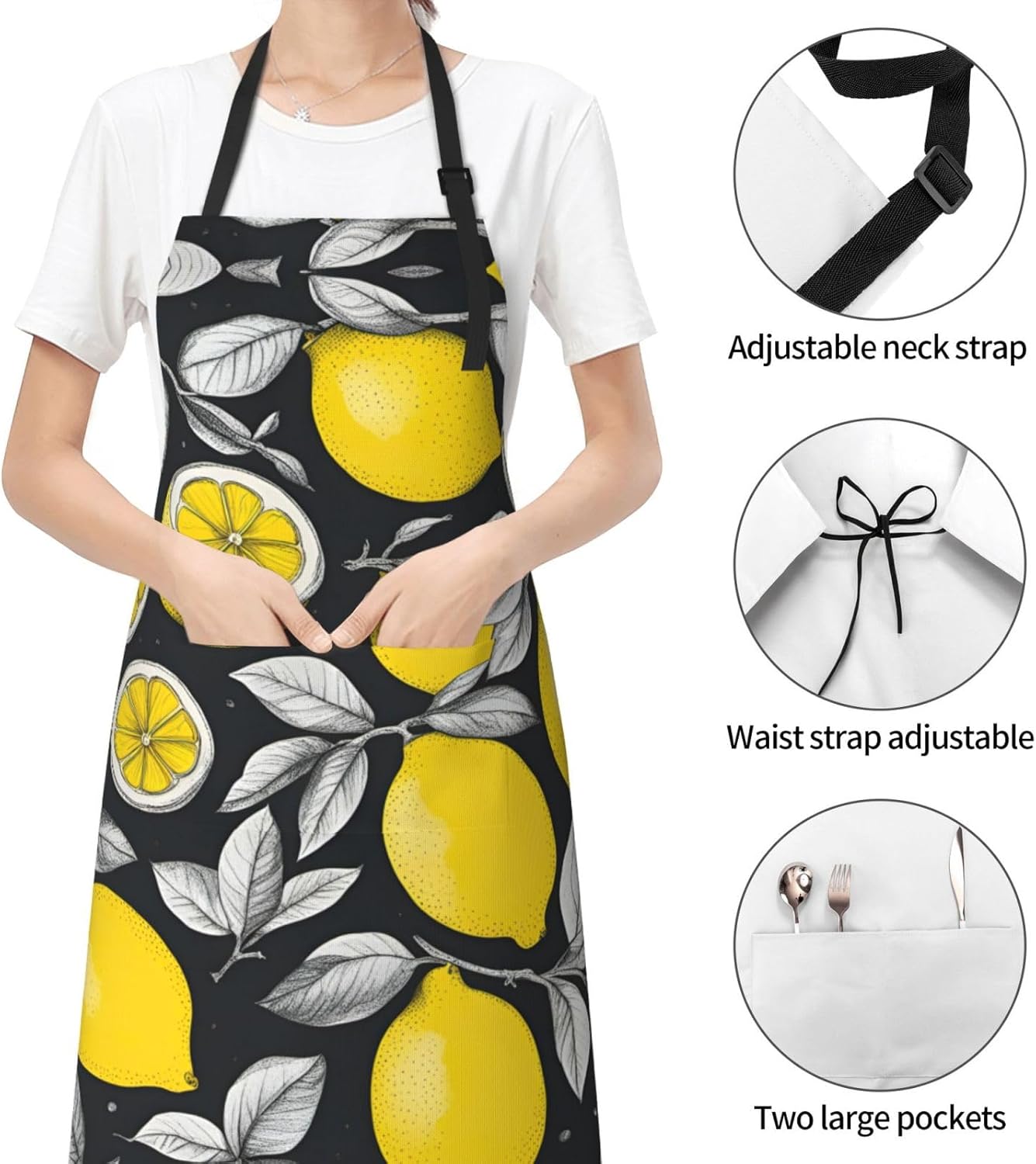 Lemon Fruit Pattern print Waterproof chef's apron with pocket apron fo