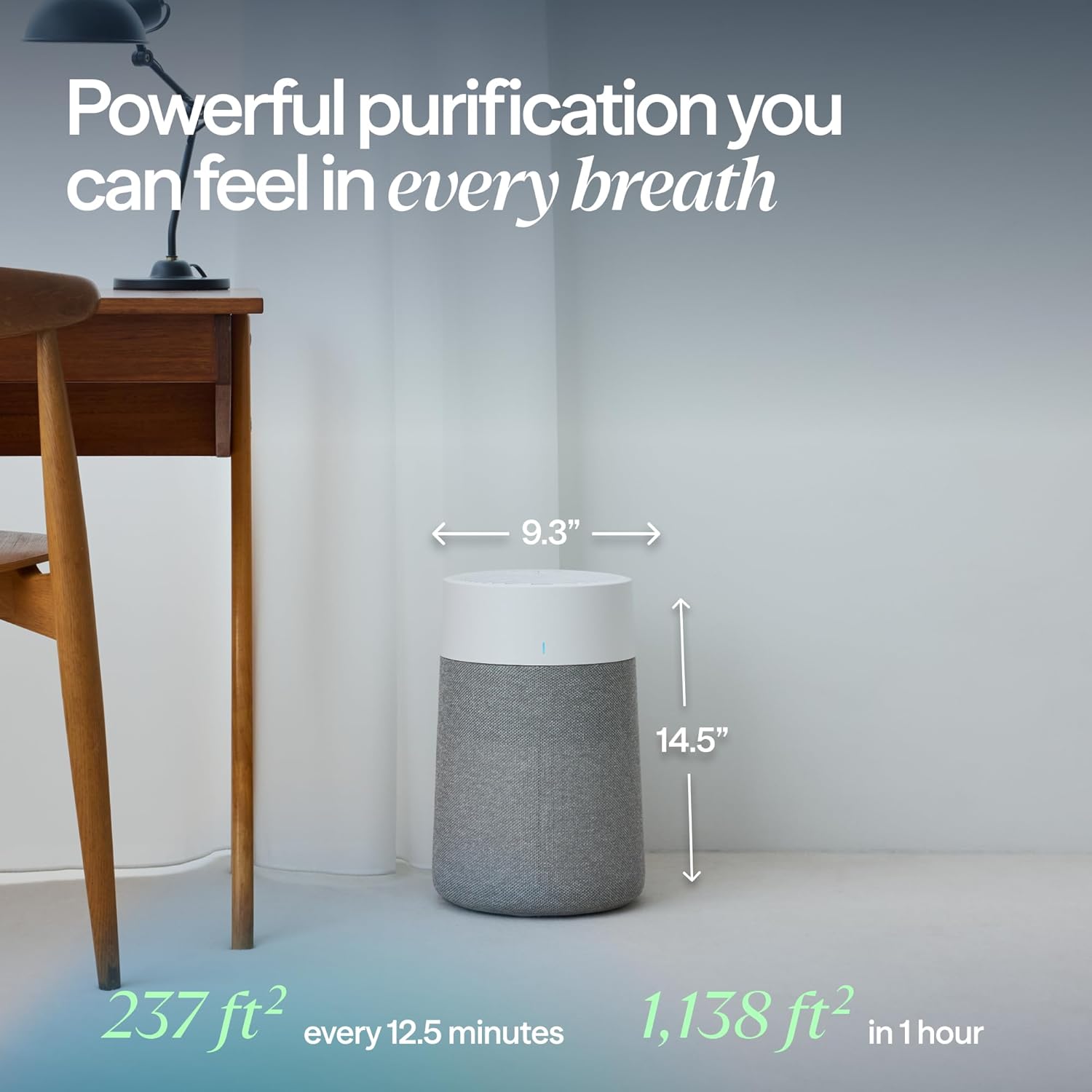 BLUEAIR Air Purifier for Small Room, Bedroom, Home, Cleans 926 sqft in
