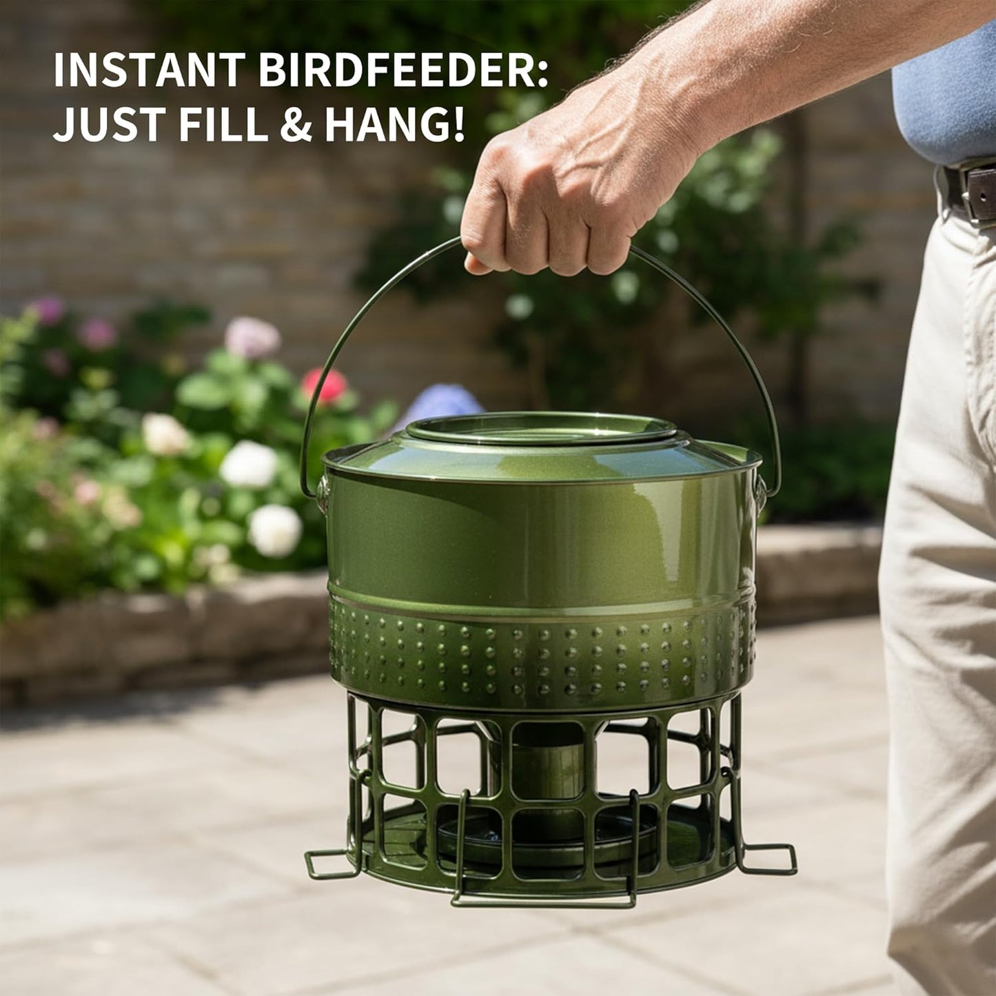 Solution4Patio Bird Feeder, 8LB Powder Coated Metal Wild Birdfeeder wi