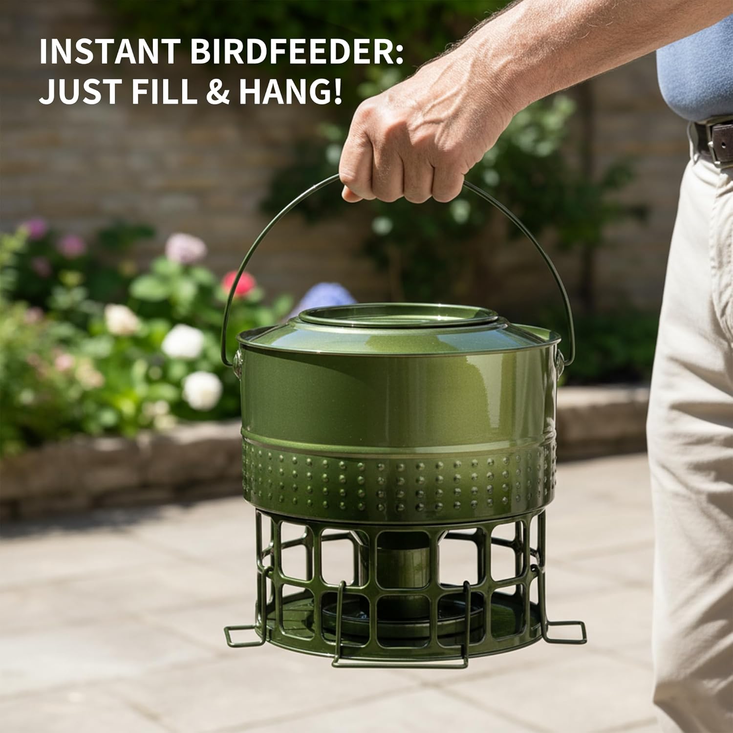 Solution4Patio Bird Feeder, 8LB Powder Coated Metal Wild Birdfeeder wi