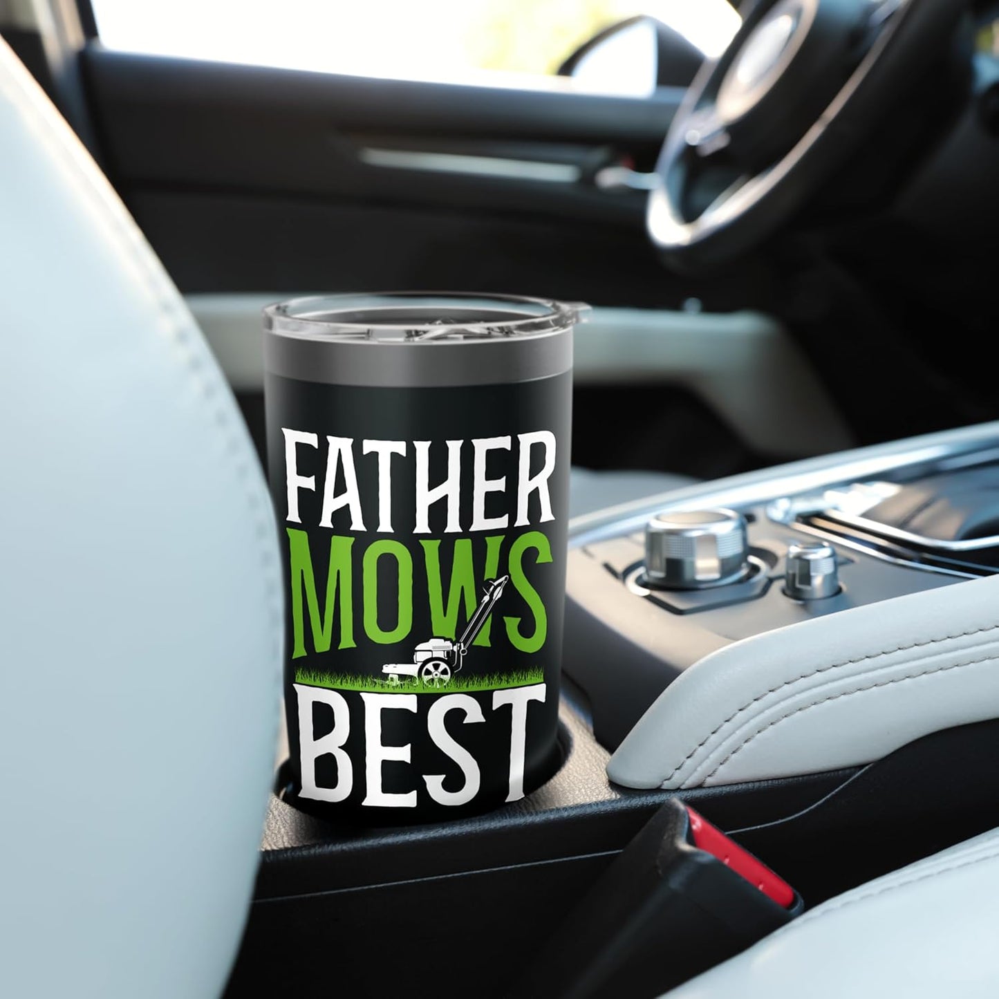 Lawn Mower Mowing Dad Father Landscaper Father Mows Best Stainless Steel Insulated Tumbler