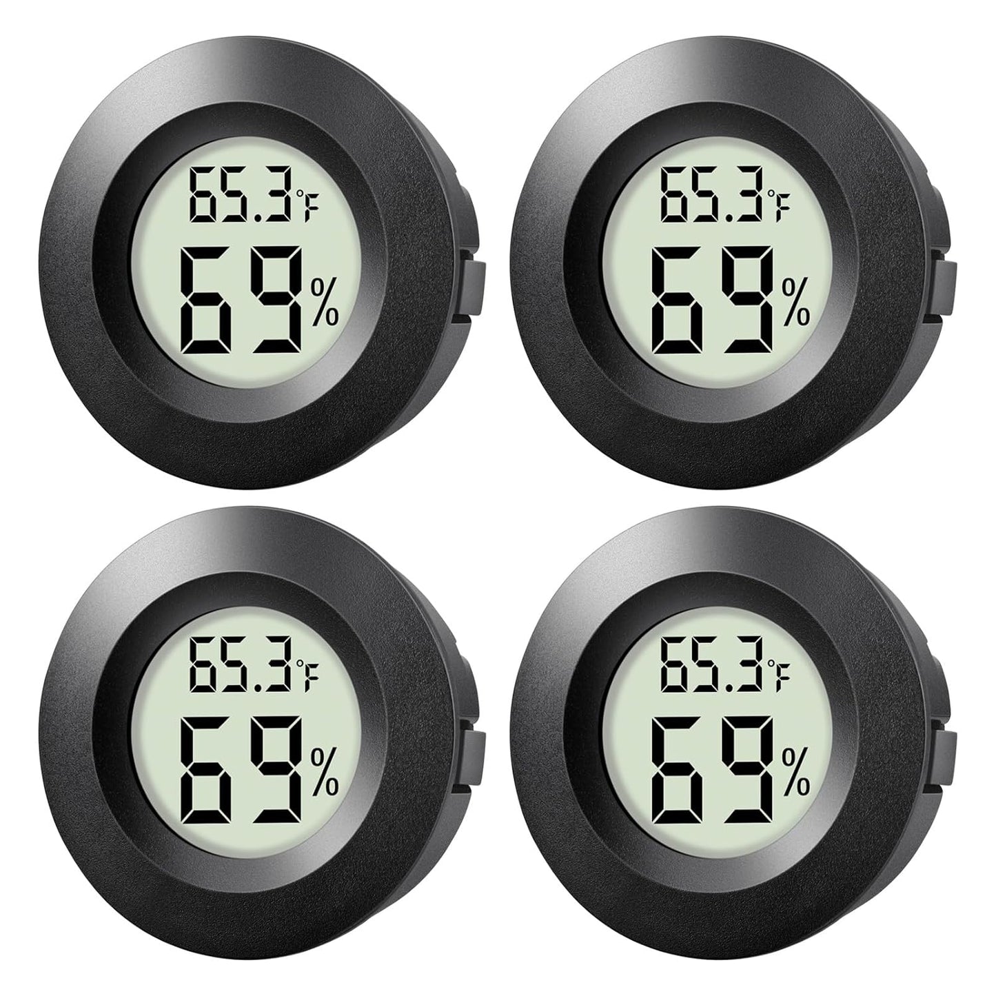 4-Pack Mini Hygrometer Thermometer Indoor Outdoor Round Humidity Meter