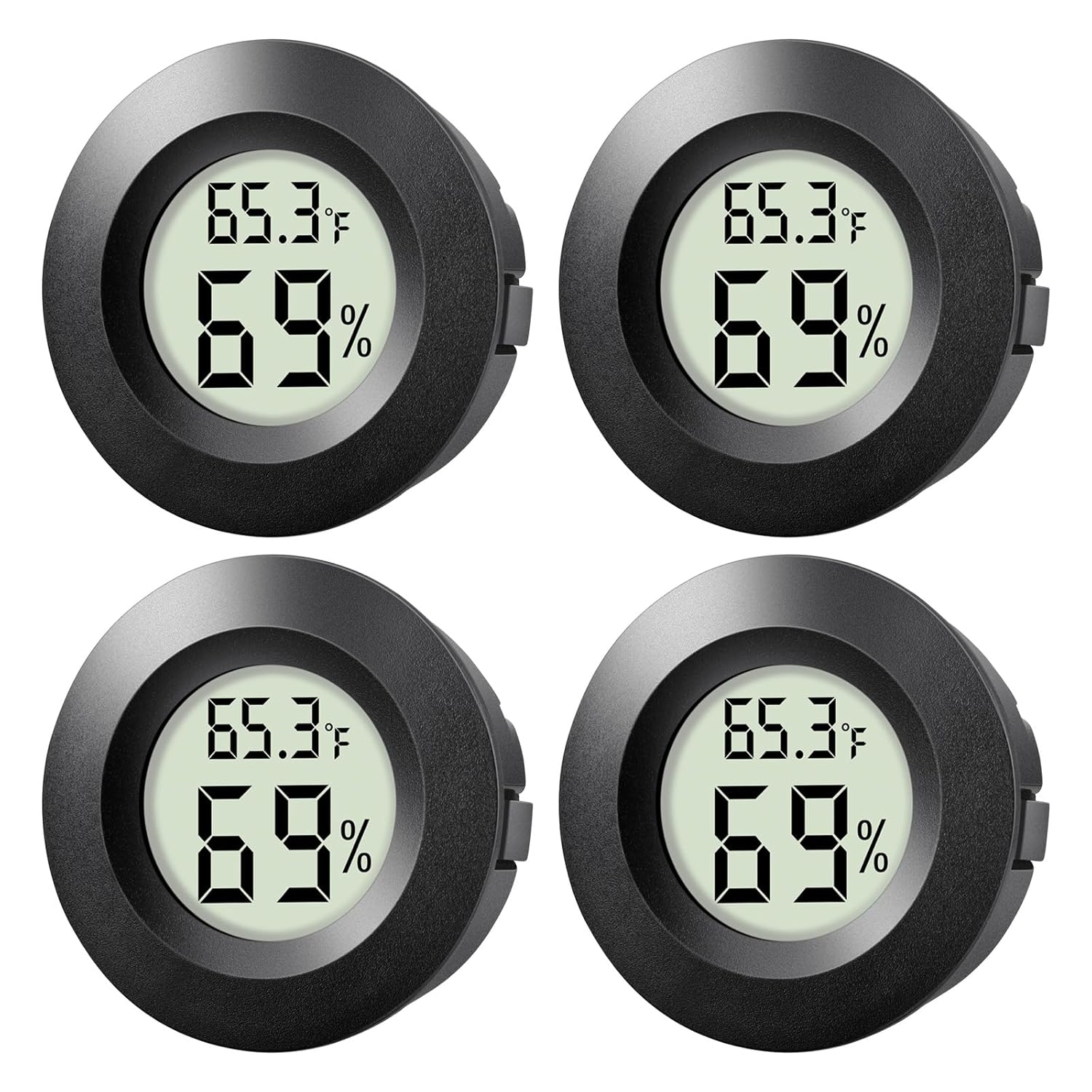 4-Pack Mini Hygrometer Thermometer Indoor Outdoor Round Humidity Meter