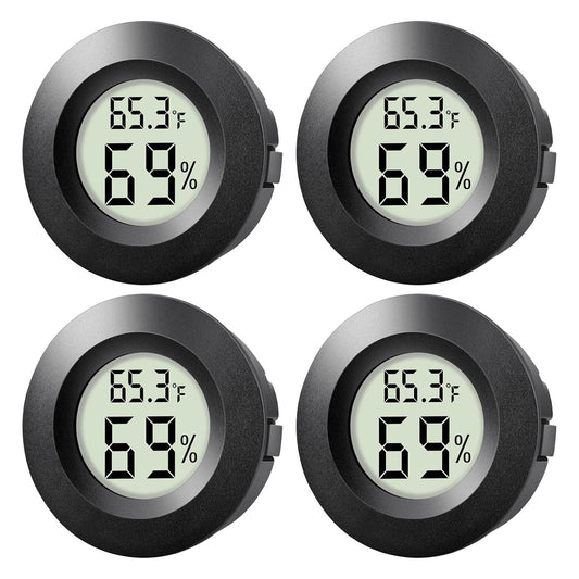 4-Pack Mini Hygrometer Thermometer Indoor Outdoor Round Humidity Meter