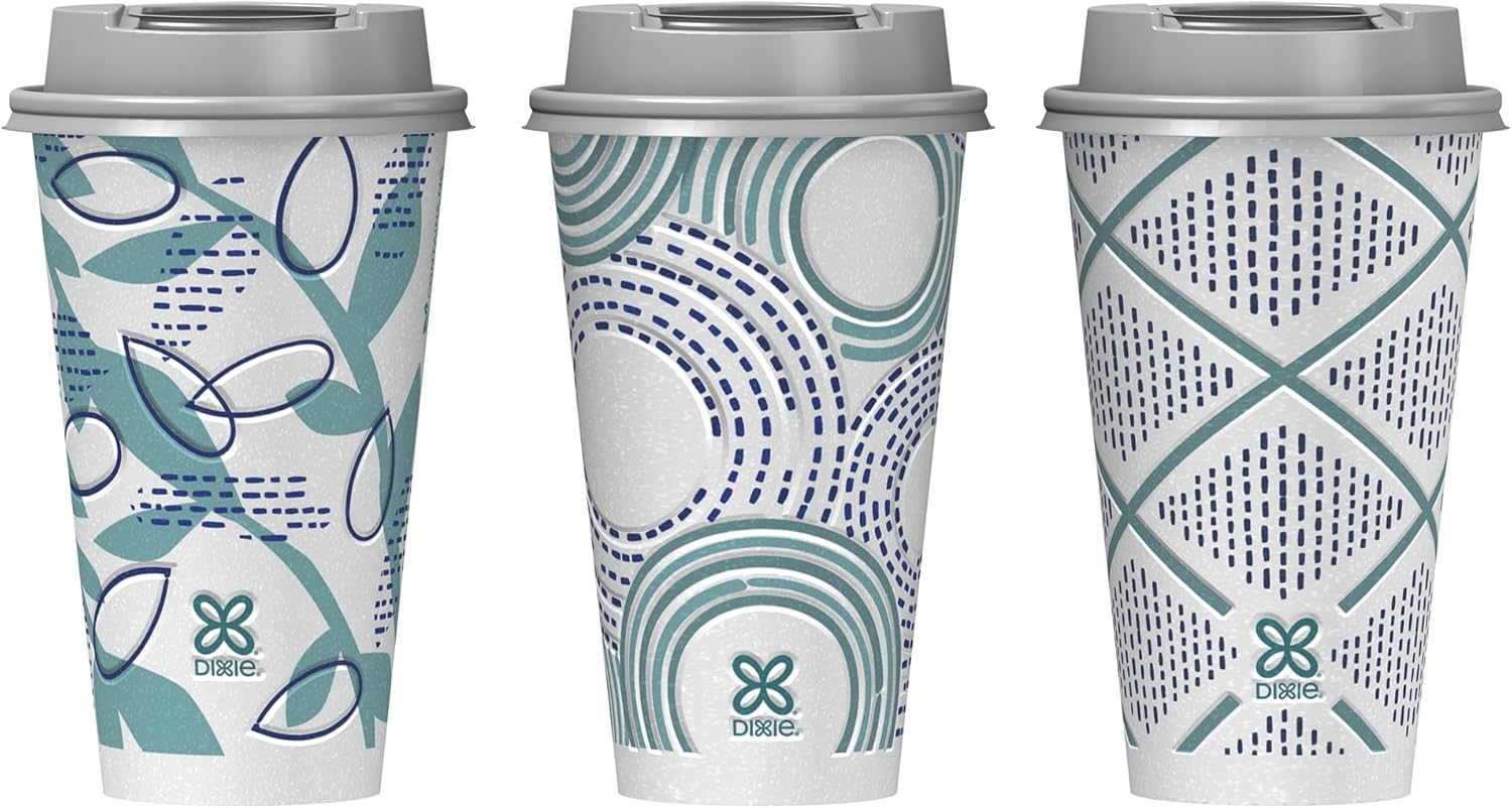 Dixie To Go Paper Coffee Cups With Lids, 16 oz, 108 ct, Disposable Ins