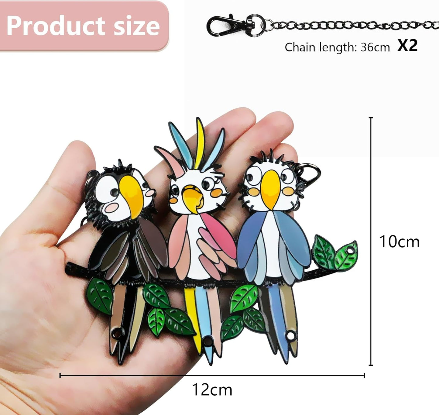 Multicolor Owls on a Wire High Stained Glass Suncatcher Panel, Bird Suncatcher for Windows Doors Room Home Decoration Hummingbird Ornamentand Gifts for Bird Lovers