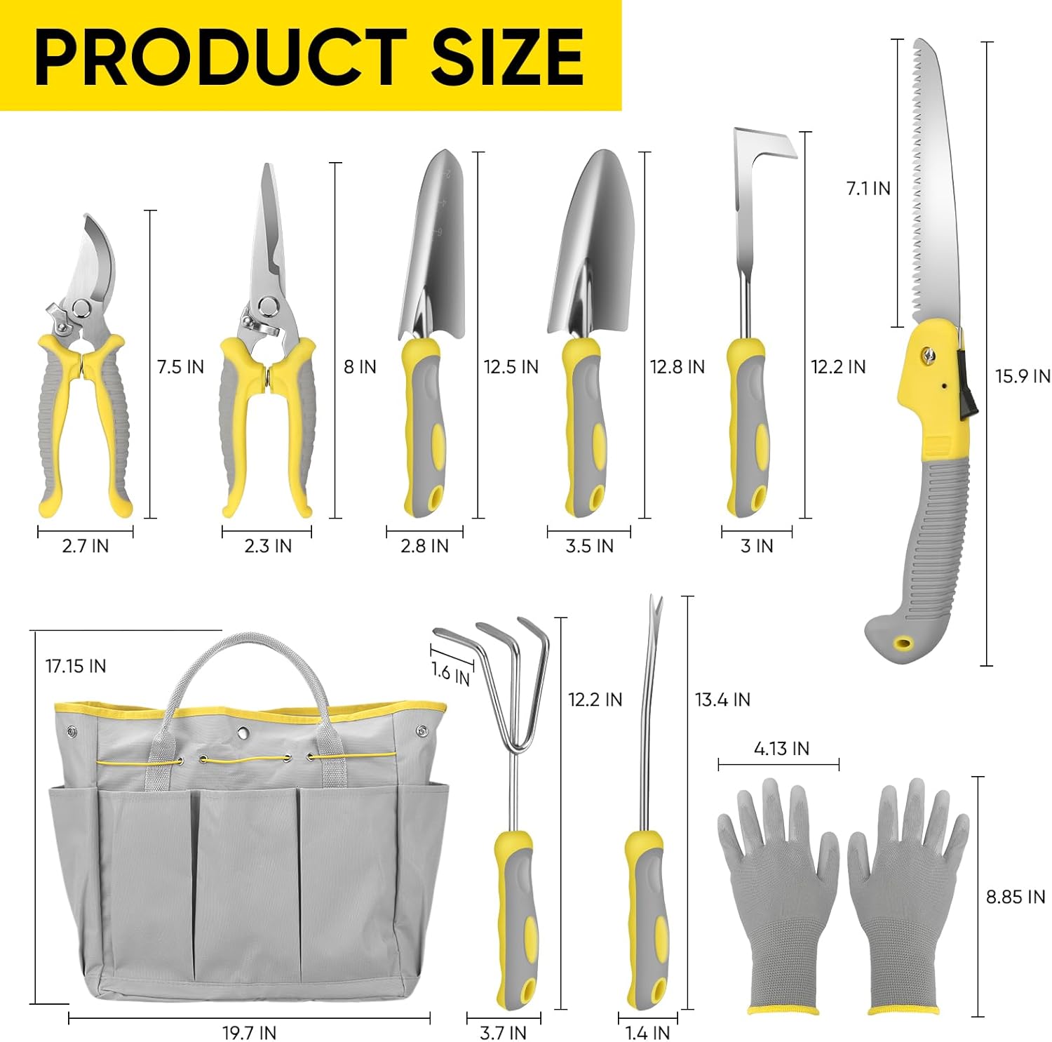 Blumway Garden Tool Sets, 10 Piece Heavy Duty Gardening Tool Set, Stai