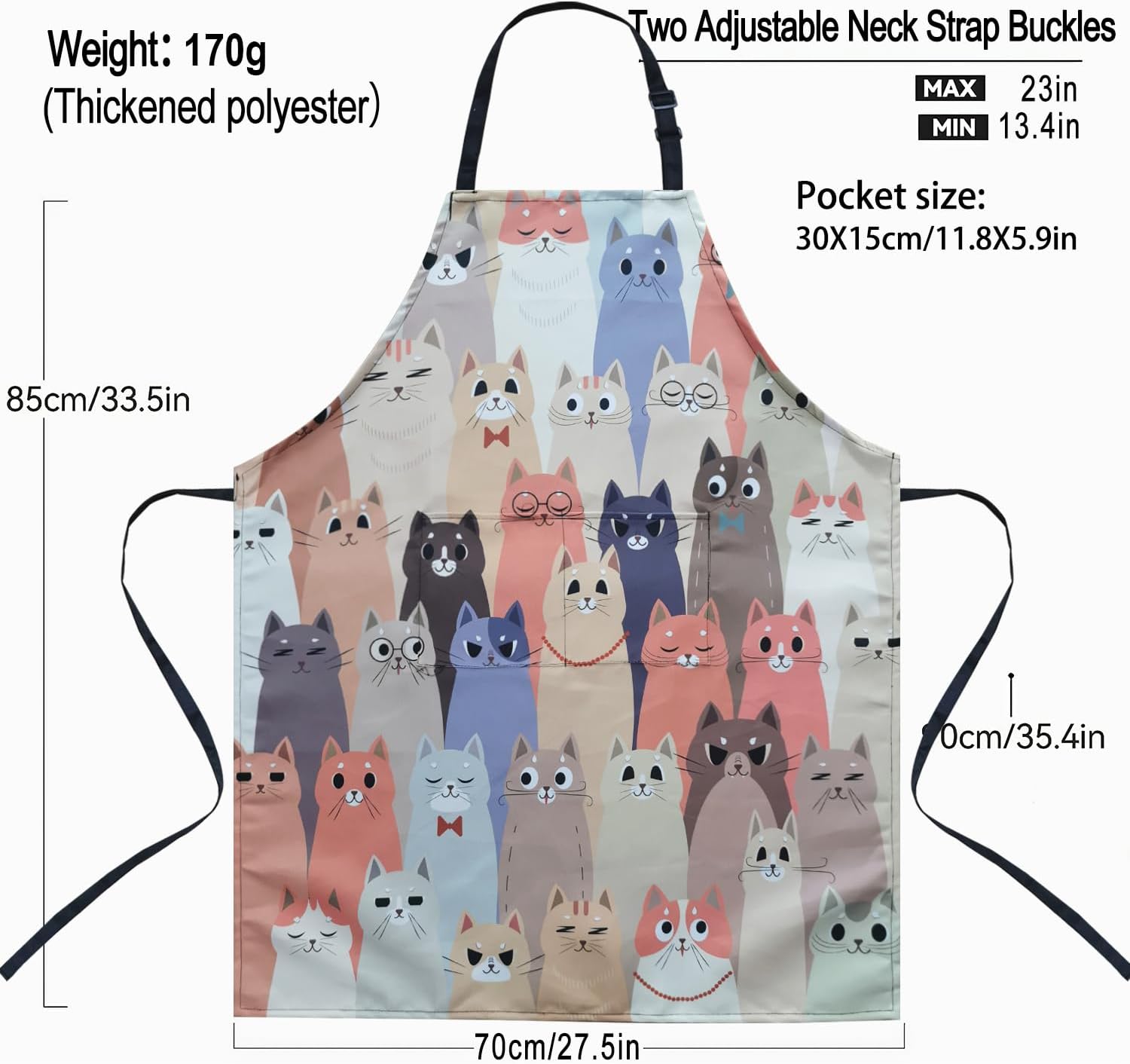 ZiQilin Adjustable Waterproof Kitchen Apron for Women with 2 Pockets C
