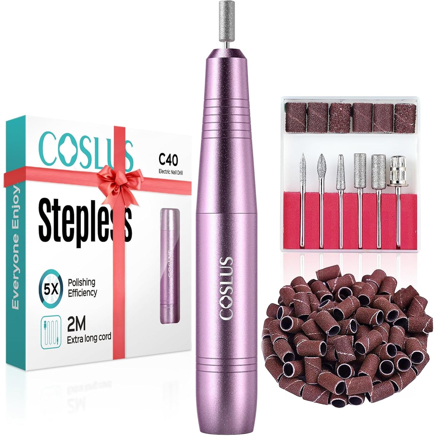 COSLUS C40 Electric Nail Drill File Professional: for Acrylic Gel Dip 