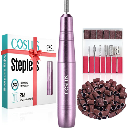 COSLUS C40 Electric Nail Drill File Professional: for Acrylic Gel Dip 