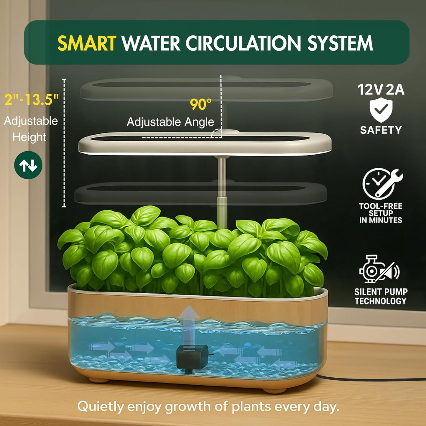 Hydroponics Growing System Kit, Indoor Herb Garden, 14 Pods Upgraded L