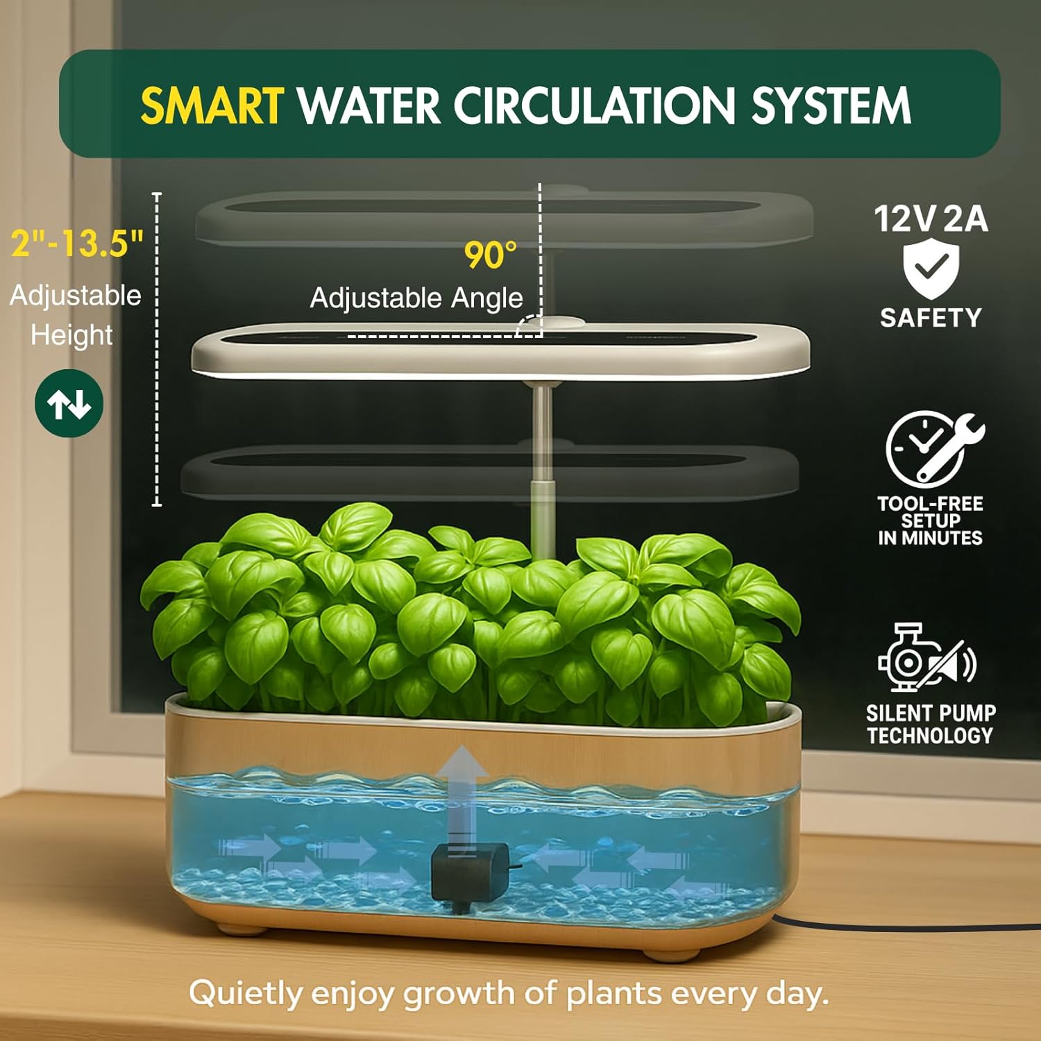 Hydroponics Growing System Kit, Indoor Herb Garden, 14 Pods Upgraded L