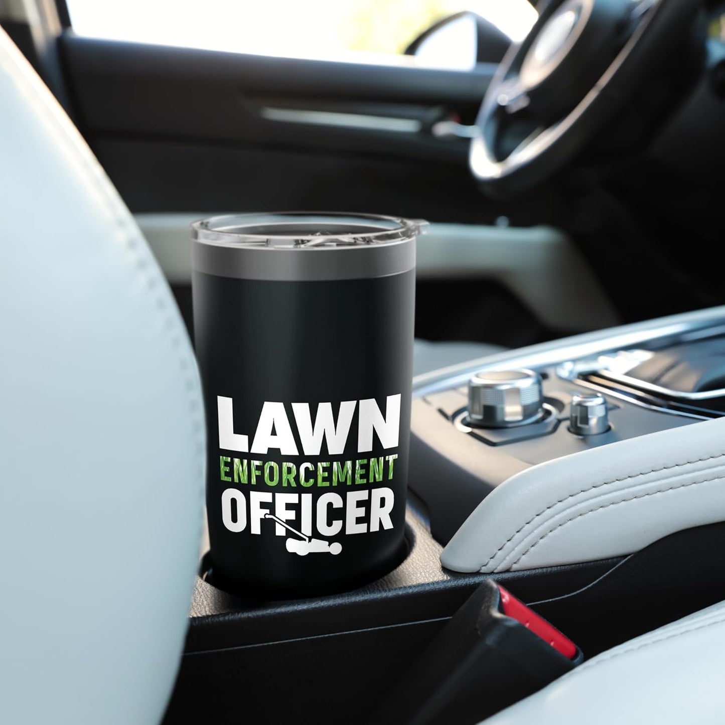 Lawn Enforcement Officer Funny Lawn Mower Stainless Steel Insulated Tumbler