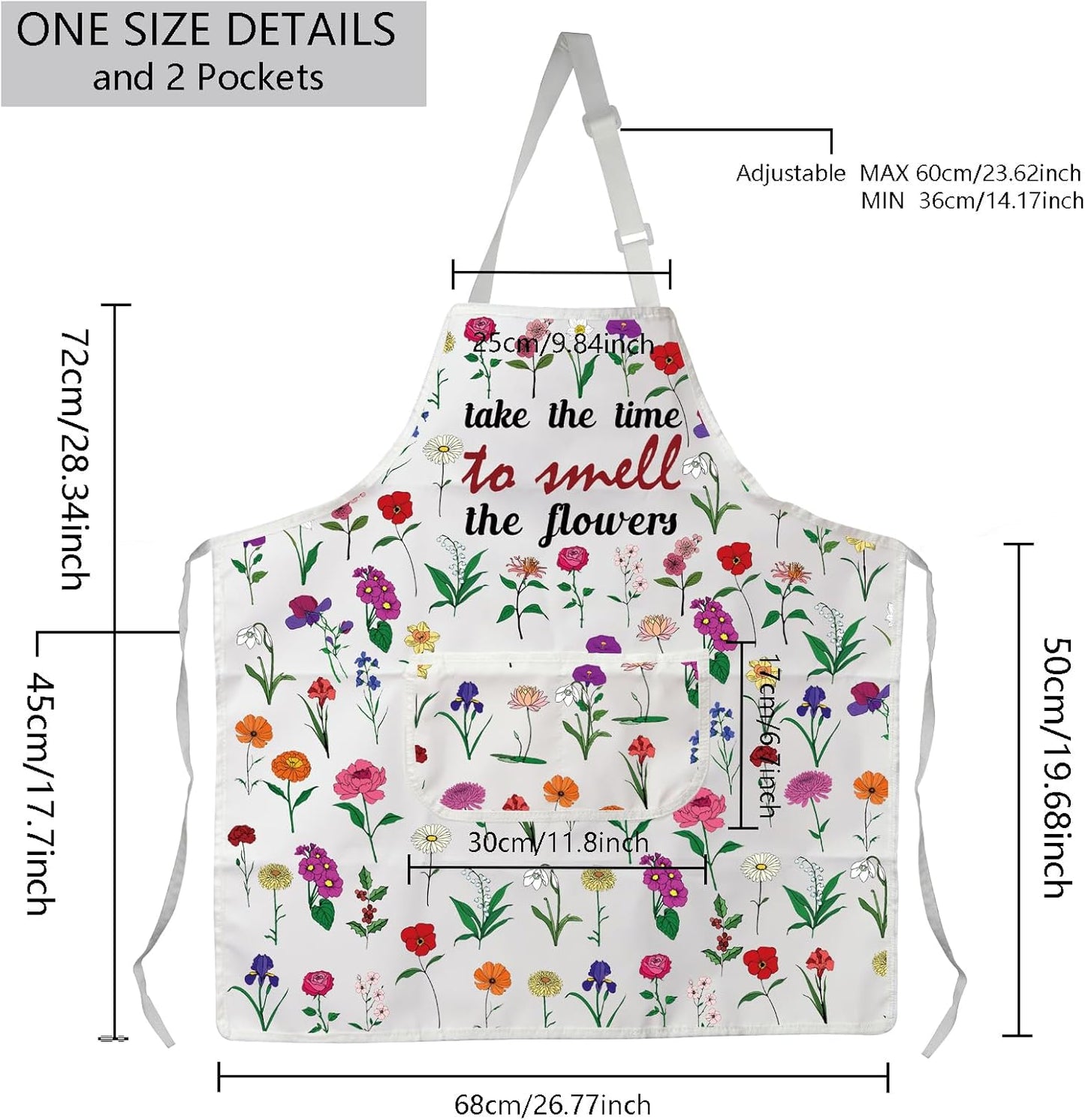 MBMSO Floral Apron with Pockets Flower Gardening Apron Plant Lady Gift For Floral Mom Kitchen Apron Florist Apron Garden Gift