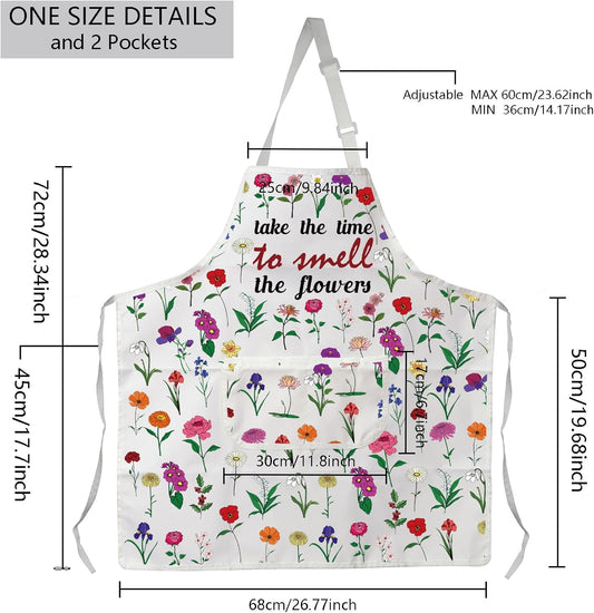 MBMSO Floral Apron with Pockets Flower Gardening Apron Plant Lady Gift For Floral Mom Kitchen Apron Florist Apron Garden Gift