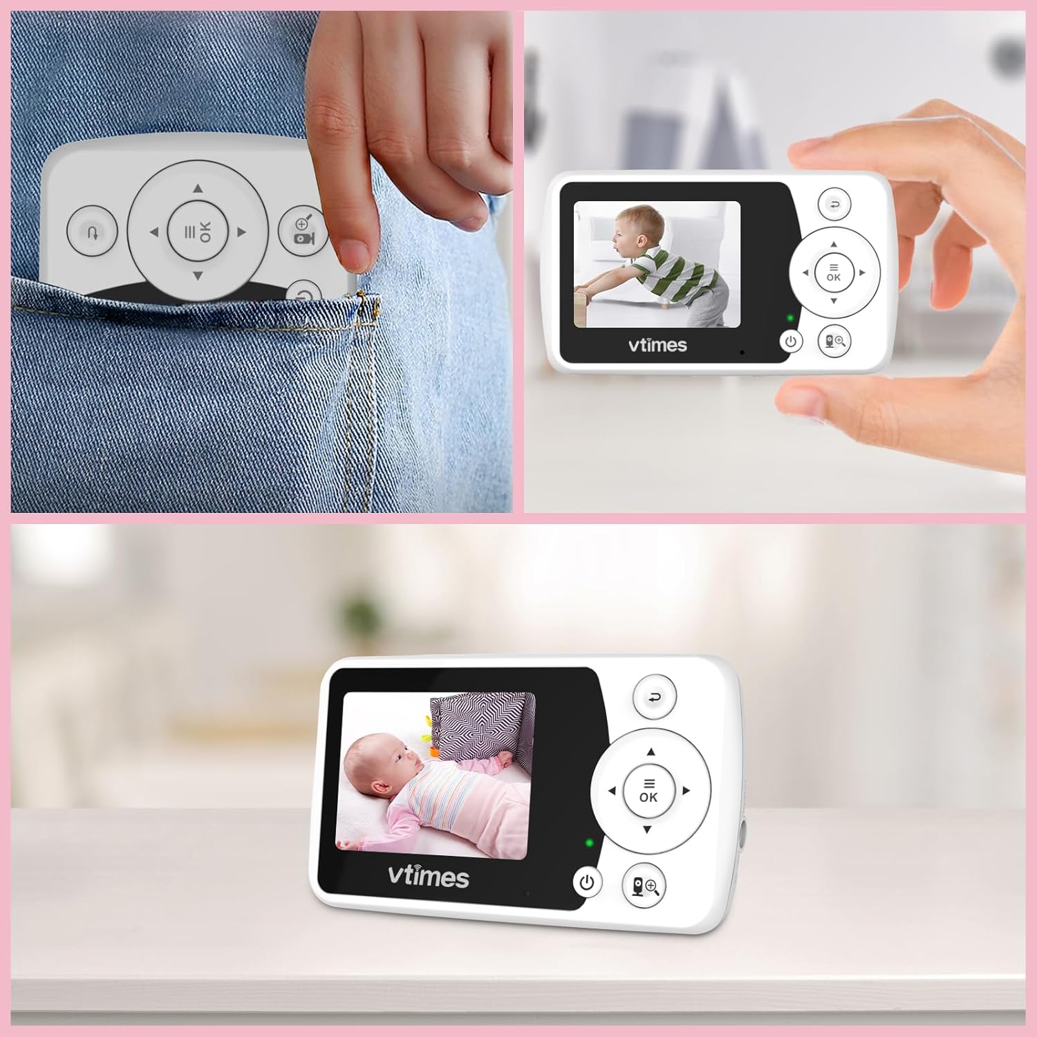 Baby Monitor with Camera and Audio, Video Baby Monitor No WiFi Night V