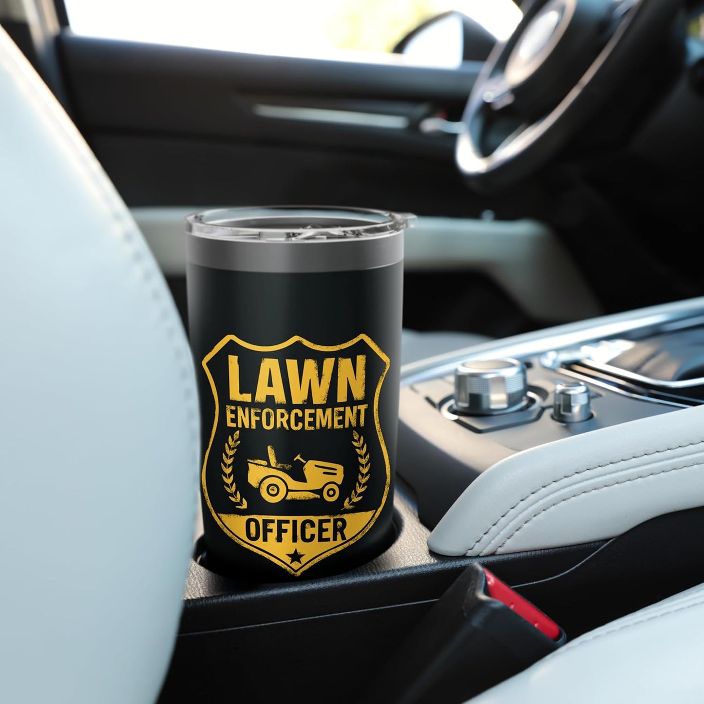 Lawn Enforcement Officer Funny Grass Patrol Badge Tee Stainless Steel Insulated Tumbler
