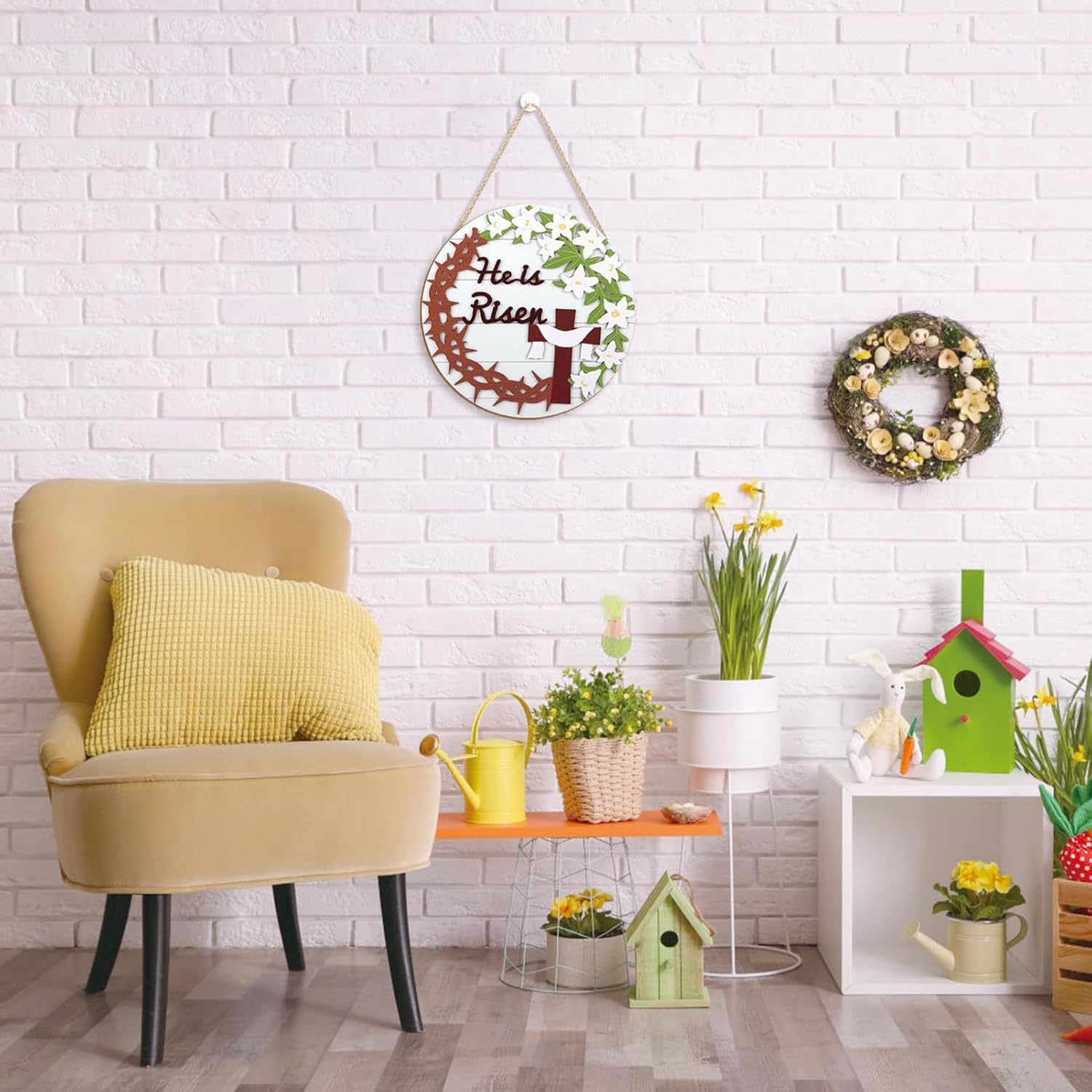 Rustic Wooden Hanger - Aesthetic Easter Door Sign, Spring Welcome Wall