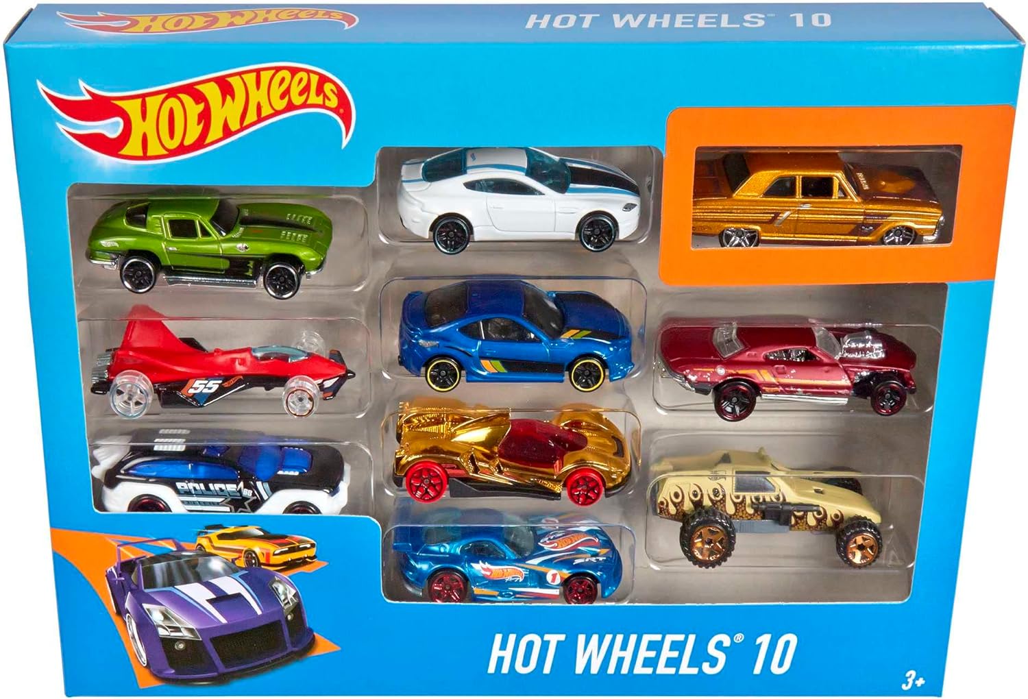 Hot Wheels Set of 10 1:64 Scale Toy Trucks and Cars for Kids and Colle