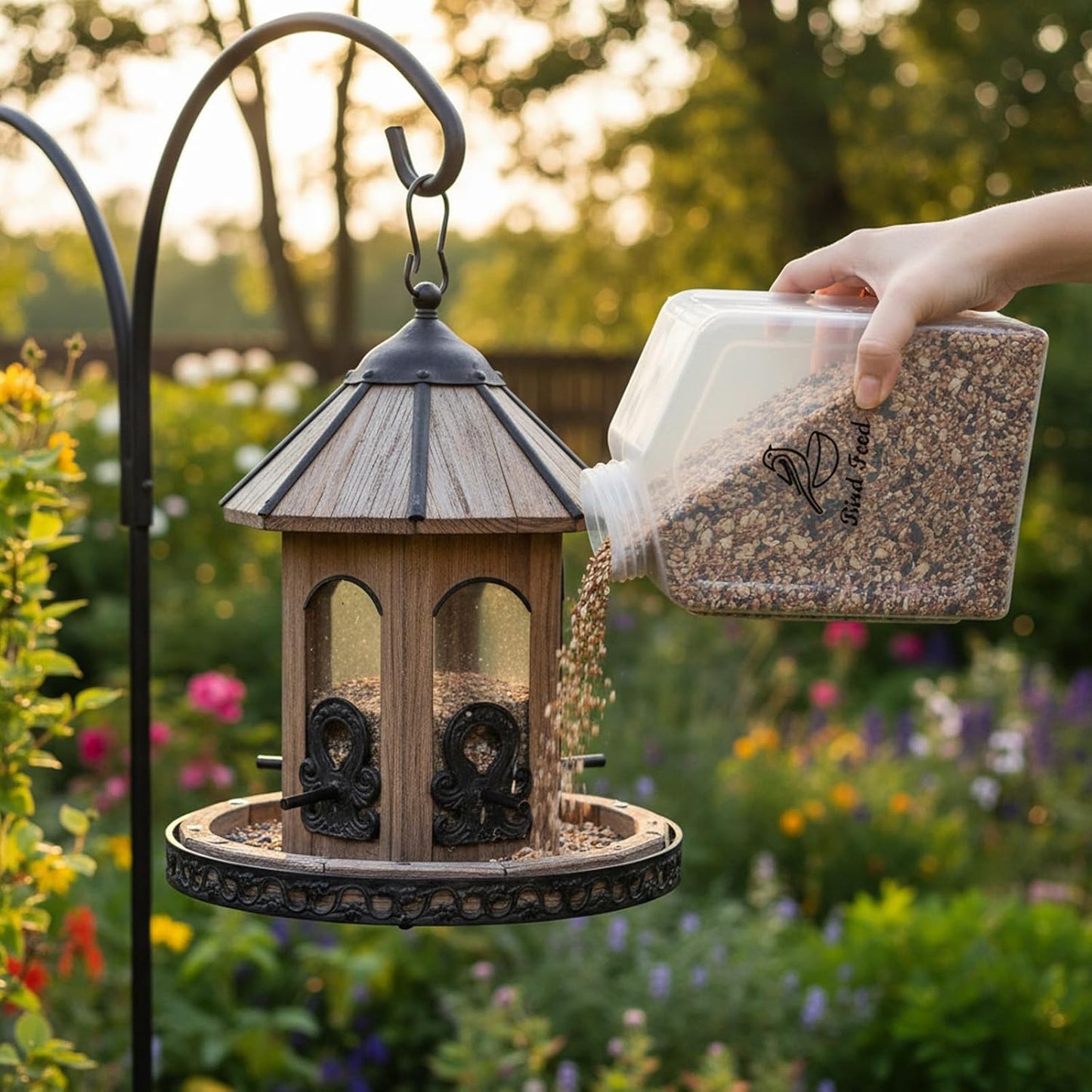 Bird Seed Storage Container,1.8L Bird Food Container,Plastic Wild Bird Seeds Dispenser for Storing Sunflower Seed,BPA Free (Clear)
