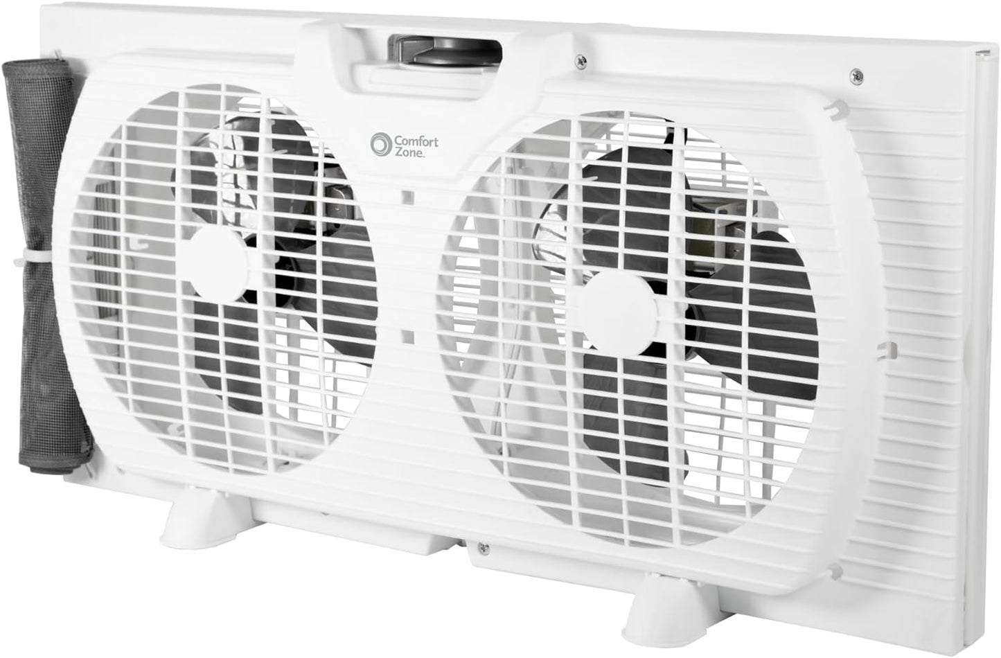 Comfort Zone 9-Inch 3-Speed Reversible Twin Window Fan – Dual Blade Window Exhaust Fan with Auto-Locking Expanders, 22.25" to 33" Wide – Tabletop Feet & Removable Bug Screen included