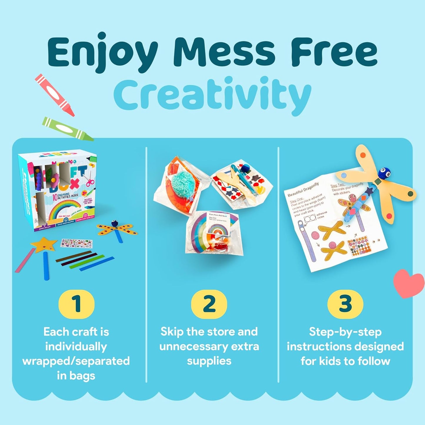 Craft Box for Kids - 10 Creative Arts and Crafts for Kids Ages 4-8, Fu
