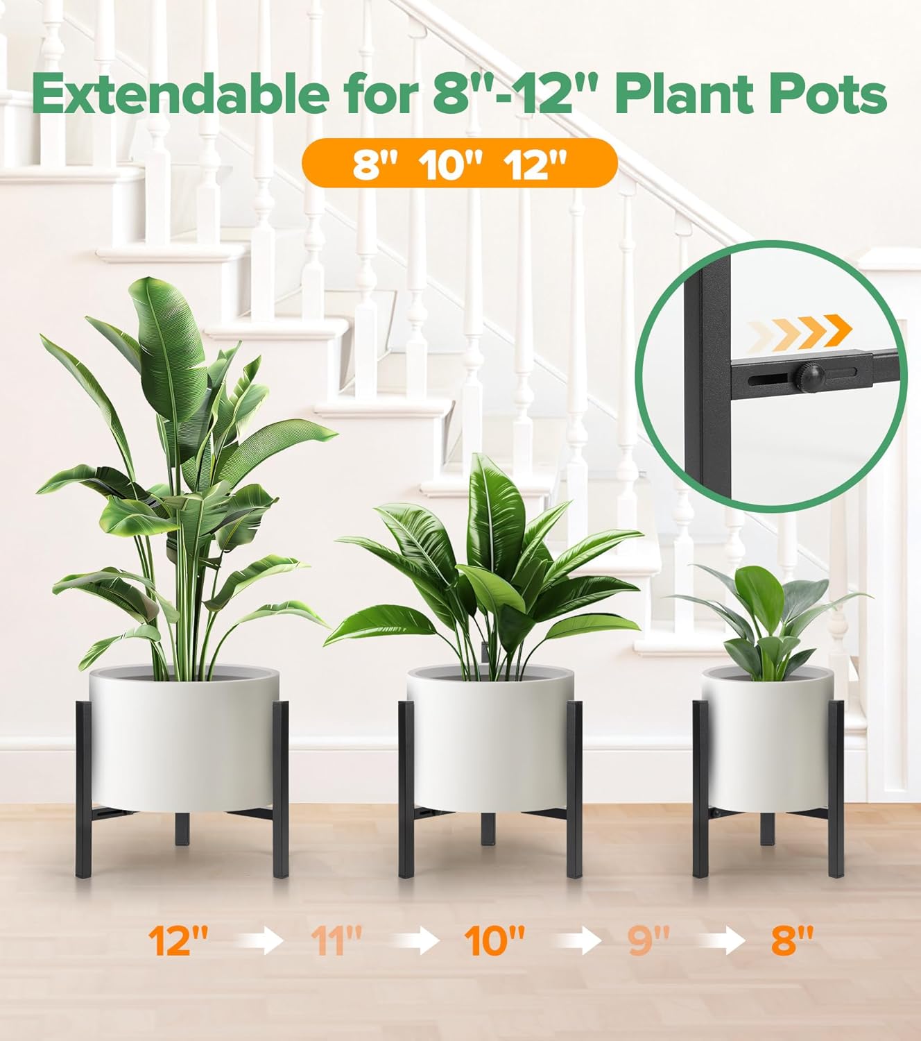 Plant Stand Indoor Adjustable, Metal Modern Indoor Plant Stand, Heavy 