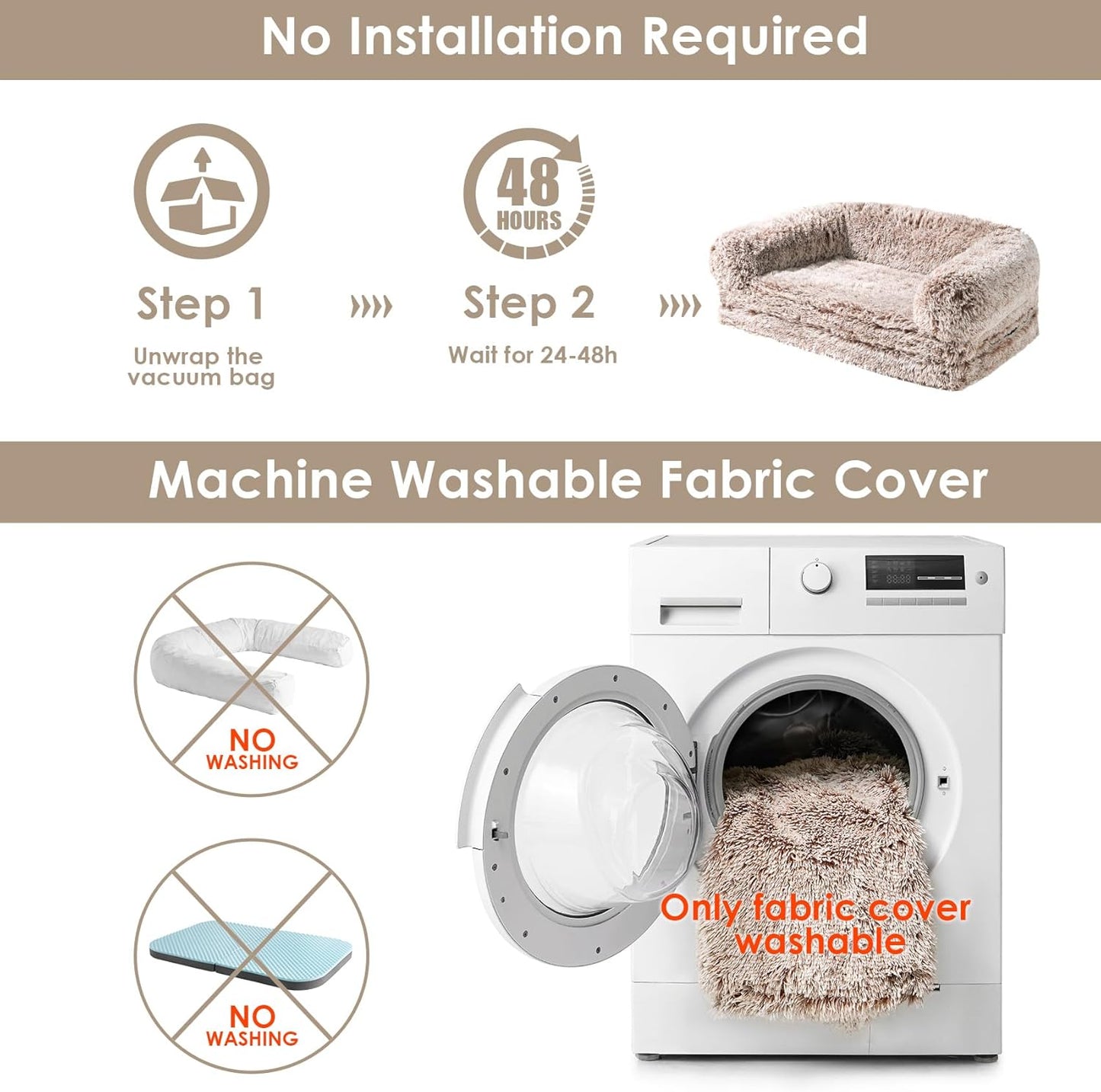 EHEYCIGA Foldable XXL Dog Bed for Large Sized Dog, 54"x38"x7.5" Faux F