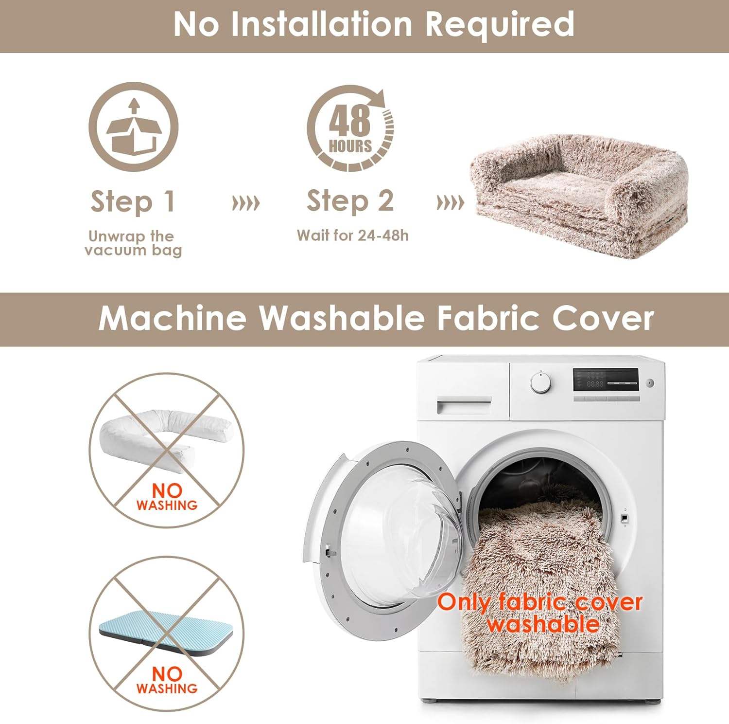 EHEYCIGA Foldable XXL Dog Bed for Large Sized Dog, 54"x38"x7.5" Faux F