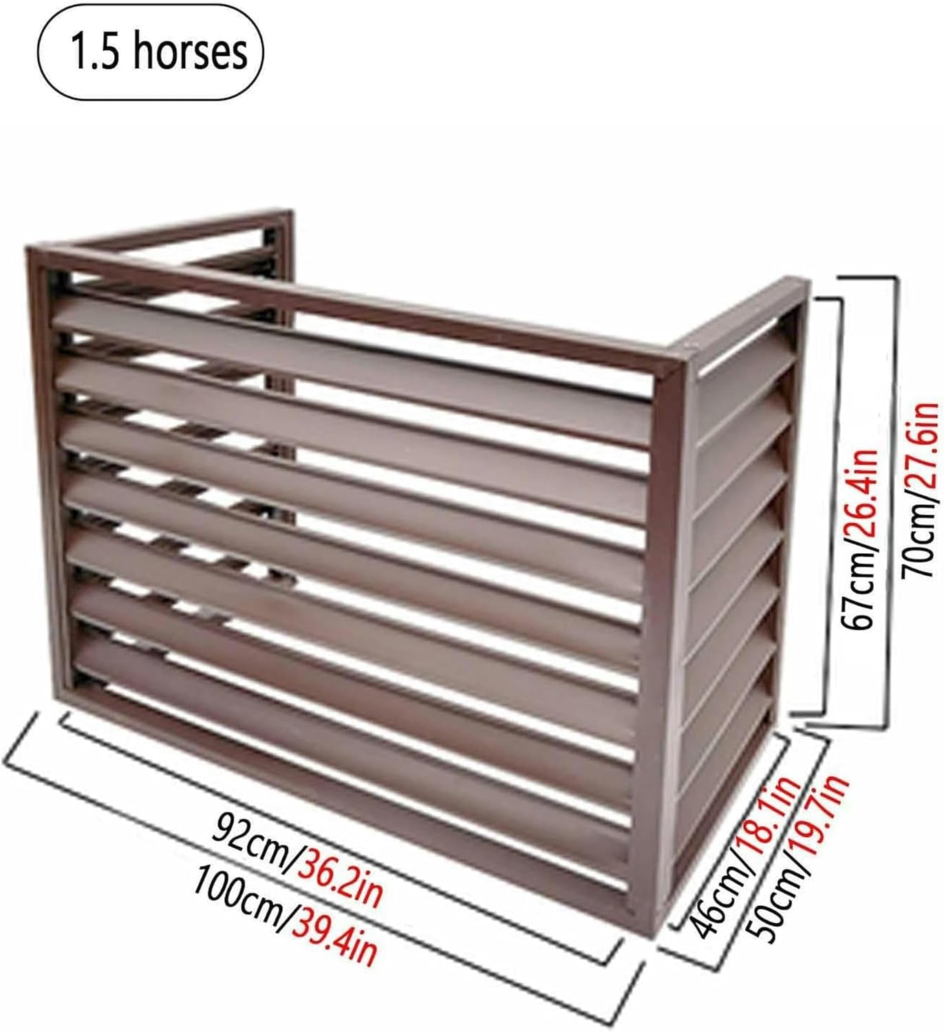 Air Conditioner Fence for Outdoor Units, Aluminum Alloy Air Conditioner Shutters Privacy Fence, Screen 3 Panels Fencing, Decorative Plant Stand Dustproof and Waterproof (Red L100xW50xH70cm)-1